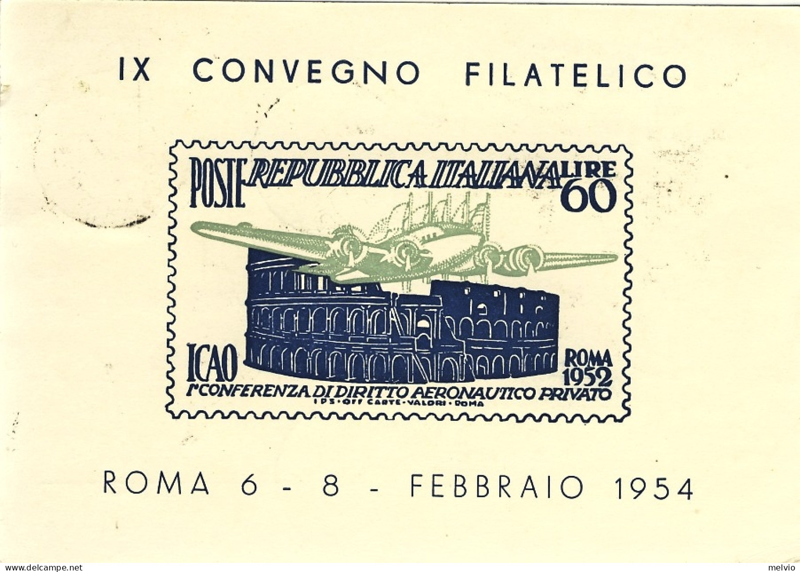 1954-cartolina Commemorativa IX Convegno Filatelico Nazionale In Roma,annullo De - Demonstrations