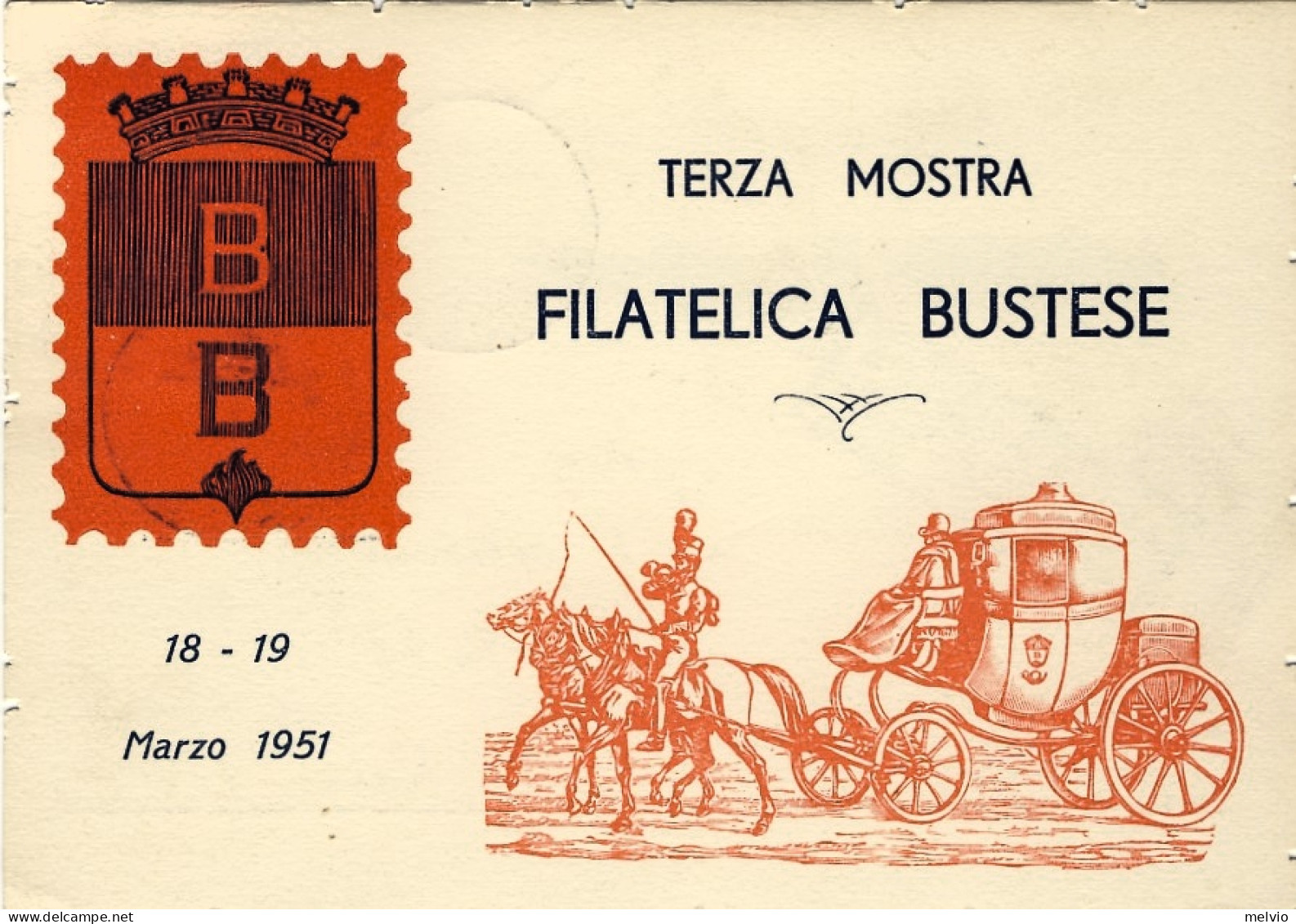1951-cartolina Commemorativa III^mostra Filatelica Busto Arsizio,annullo Della M - Exhibitions