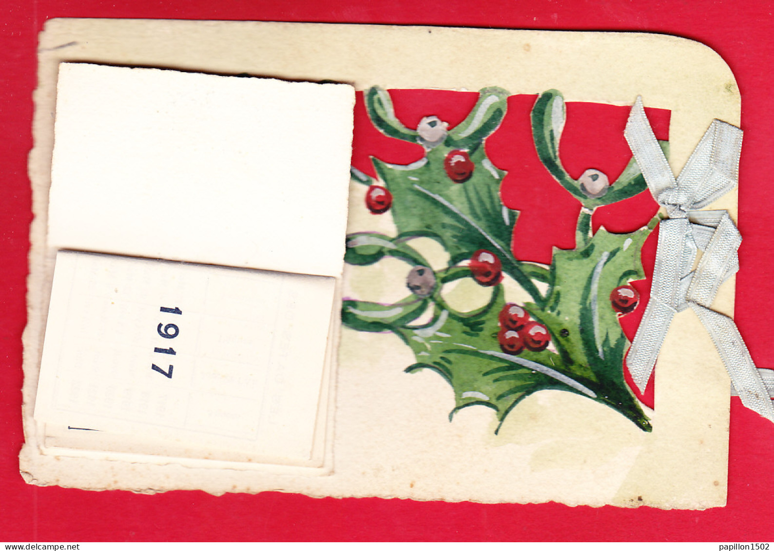 Vieux Papiers-82D01 Petit Calendrier 1917 (complet) Attaché Sur Une Carte Postale, BE - Small : 1901-20