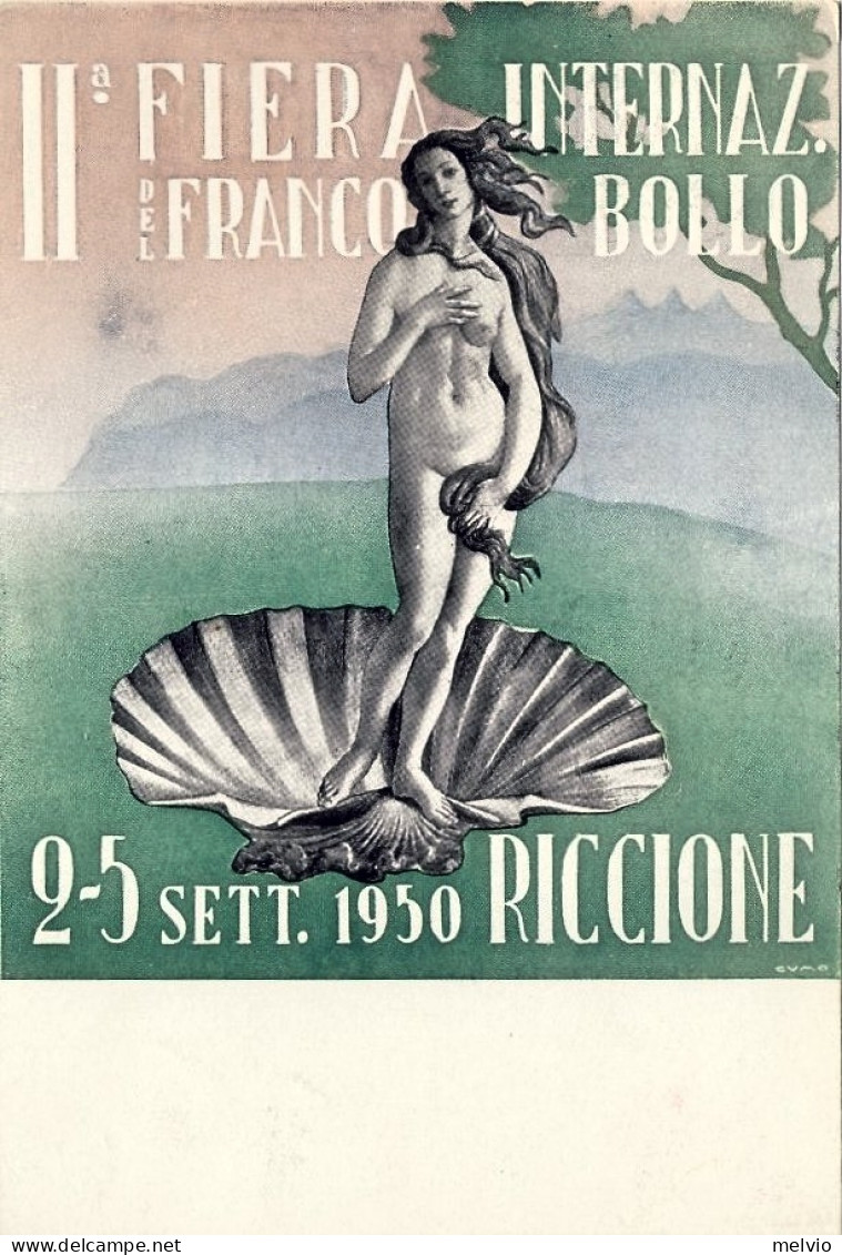 1950-Riccione Cartolina Commemorativa II^fiera Internazionale Del Francobollo,an - Demonstrationen