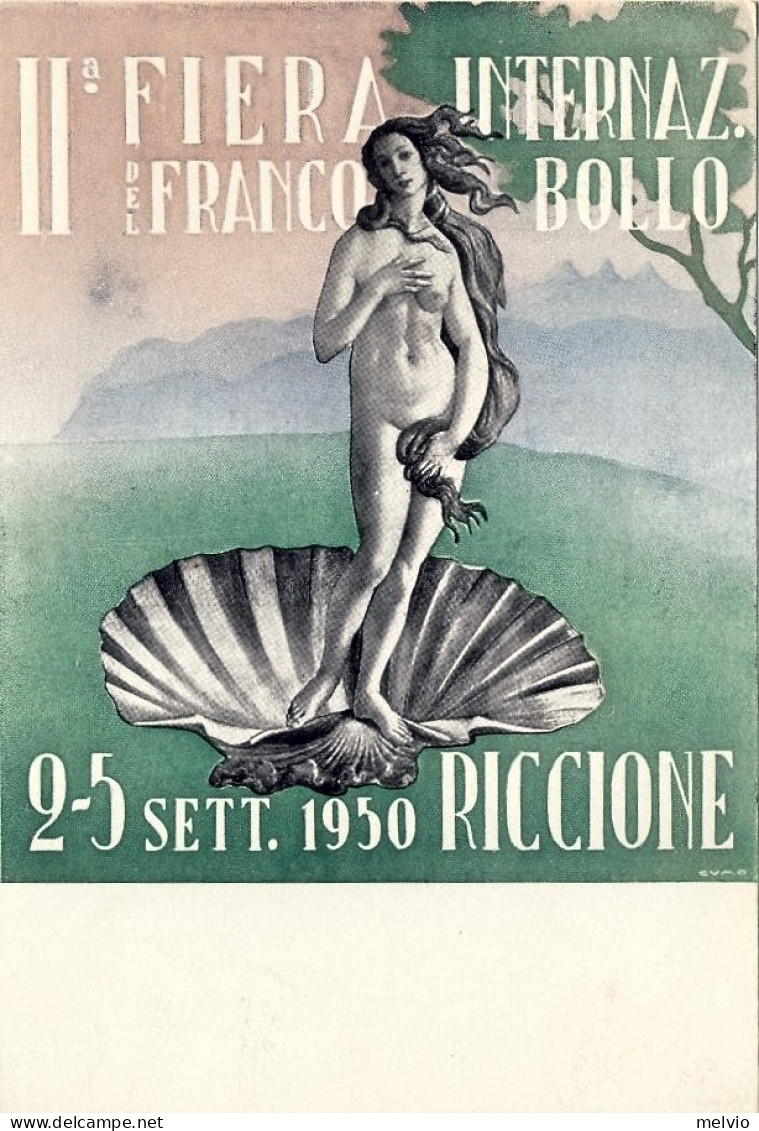 1950-Riccione Cartolina Commemorativa II^fiera Internazionale Del Francobollo,an - Demonstrations