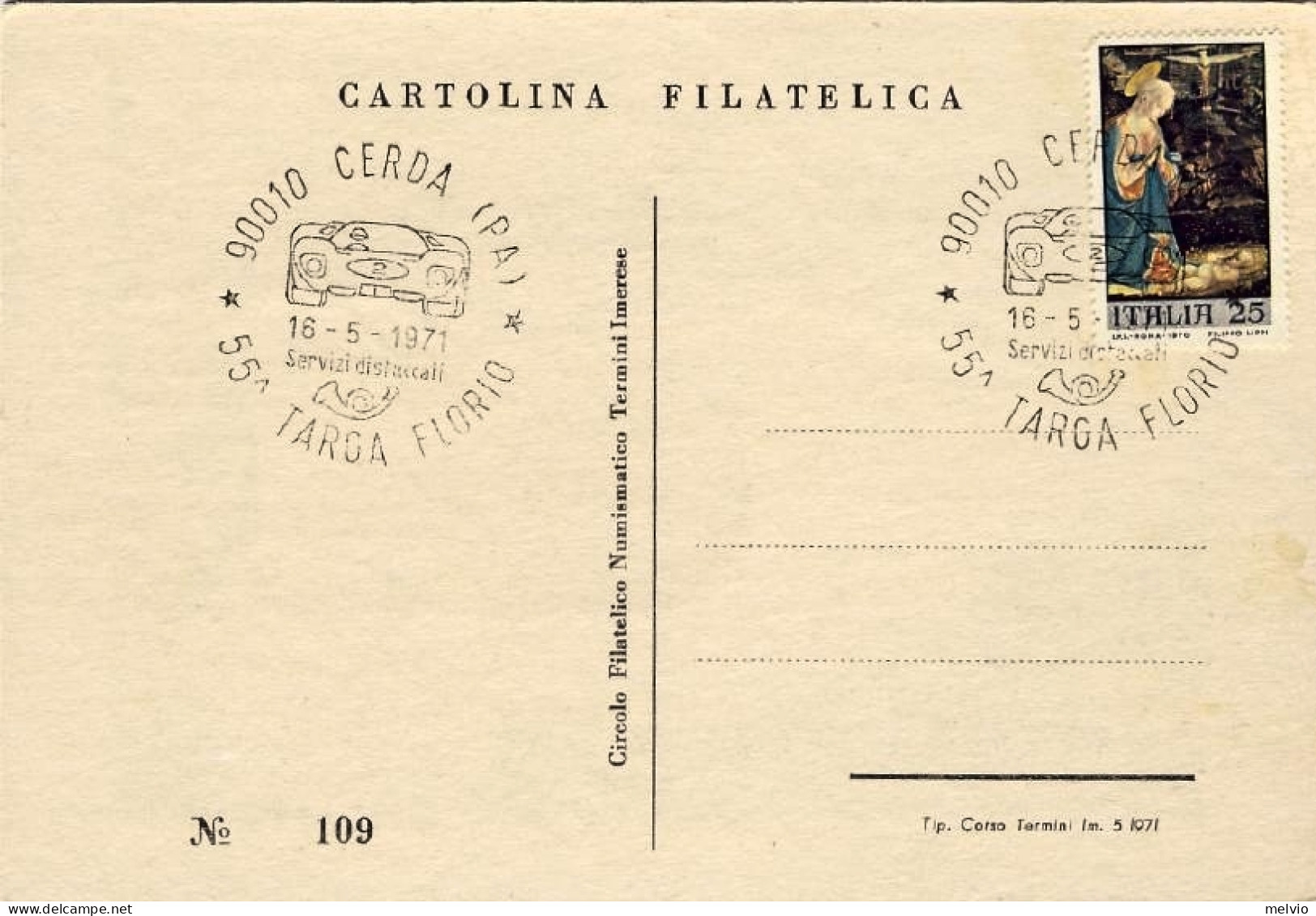 1971-cartolina Commemorativa 55 Targa Florio,annullo Della Manifestazione - Demonstrations
