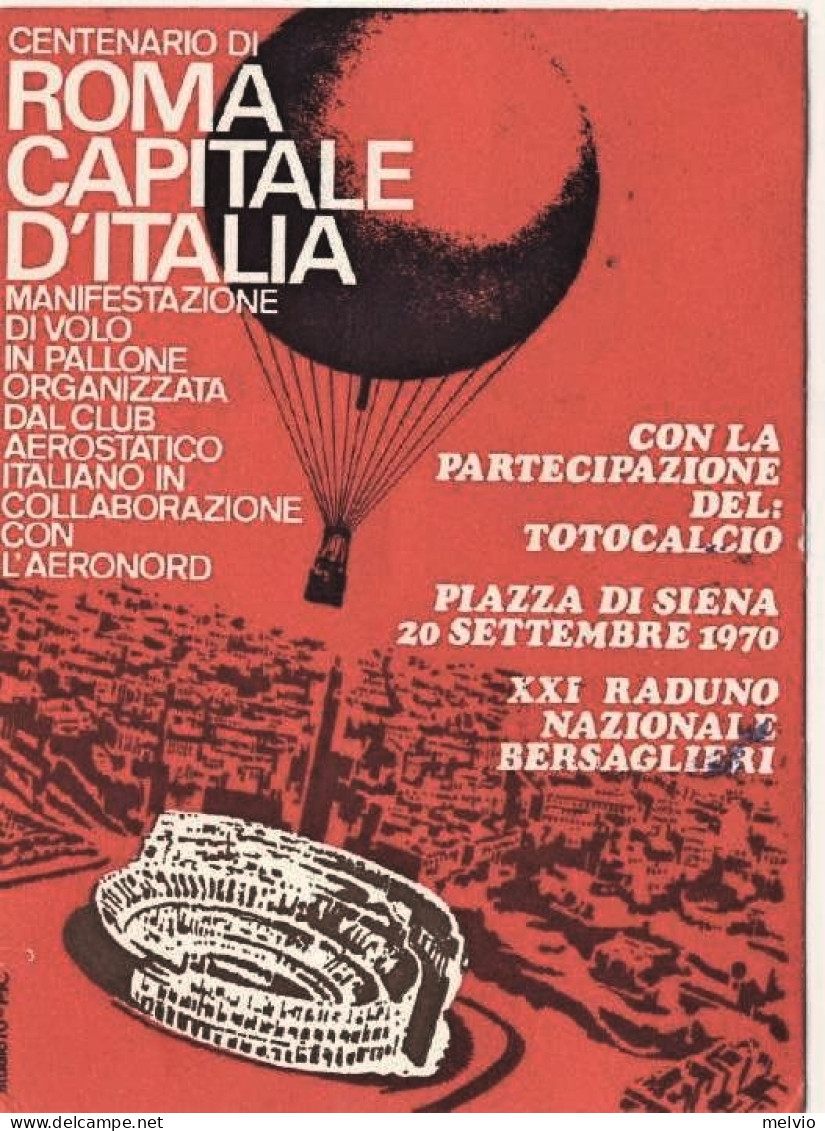 1970-cartolina Per Il Centenario Di Roma Capitale D'Italia Manifestazioni DI^vol - Poste Aérienne