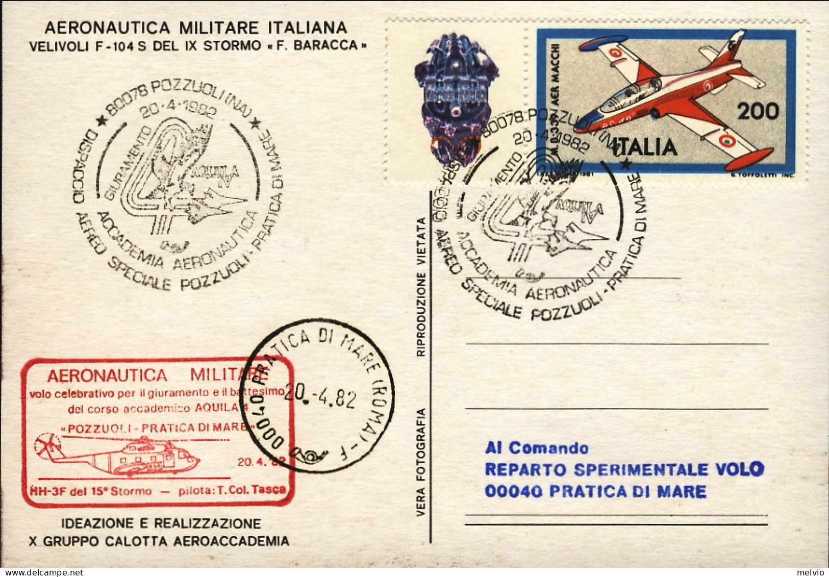 1982-cartolina Aeronautica Militare Italiana Dispaccio Aereo Speciale Pozzuoli-P - Poste Aérienne