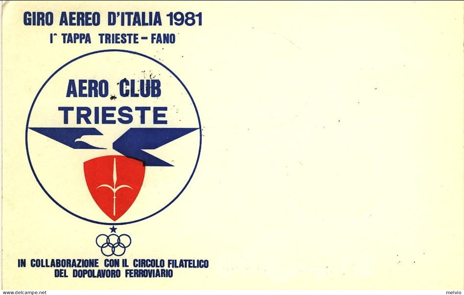1981-cartolina Dell'aereo Club Trieste Giro Aereo D'Italia Prima Tappa Trieste-F - Poste Aérienne