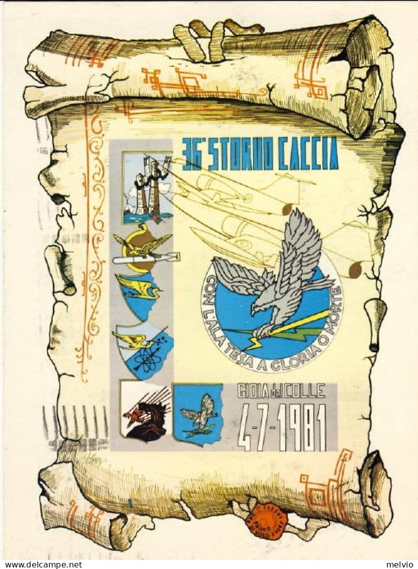 1981-cartolina 36^ Stormo Caccia Dispaccio Aereo Gioia Del Colle-Ramstein - Poste Aérienne