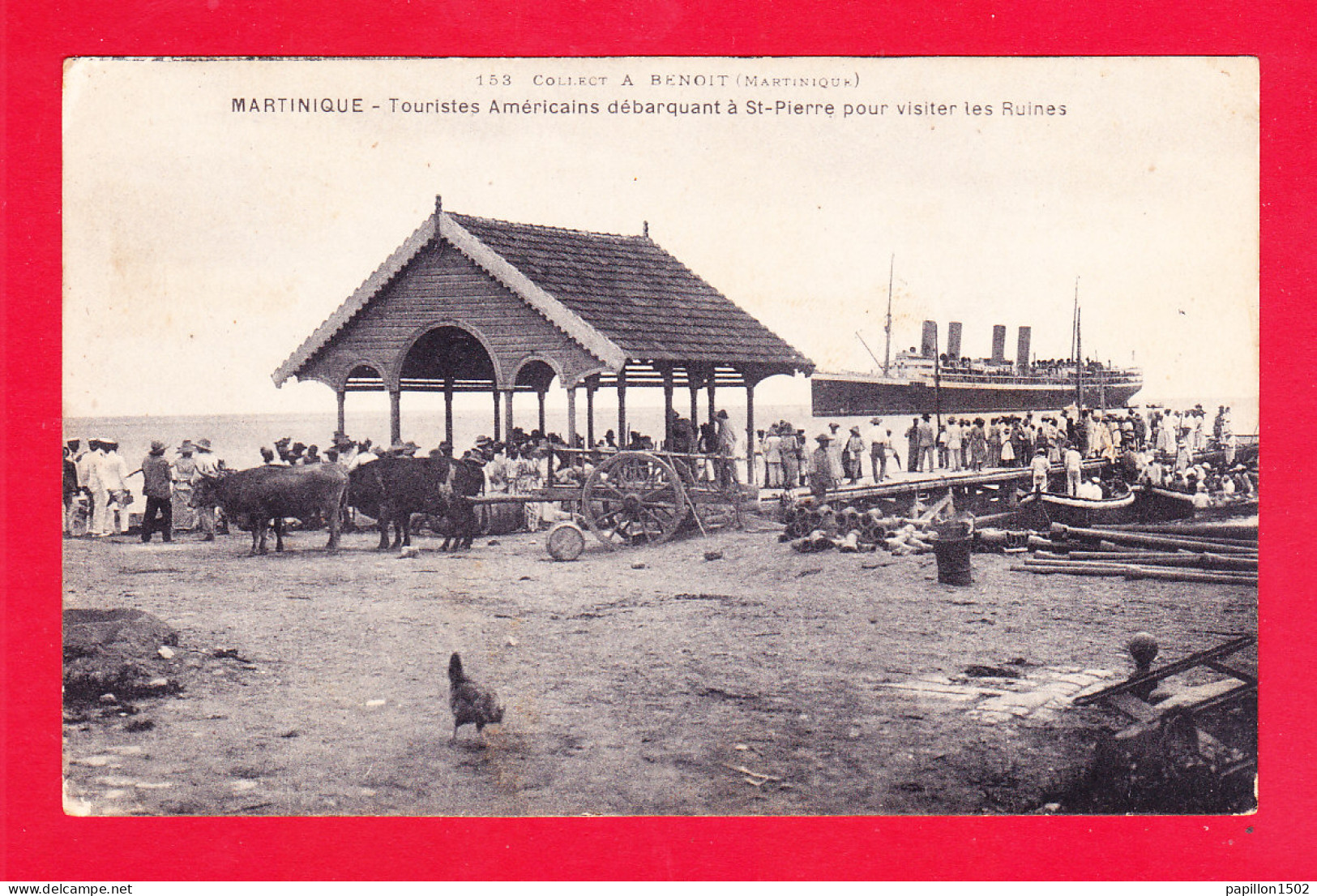 F-972-Martinique-43A86  Touristes Américains Débarquant à St Pierre Pour Visiter Les Ruines, Cpa  - Autres & Non Classés