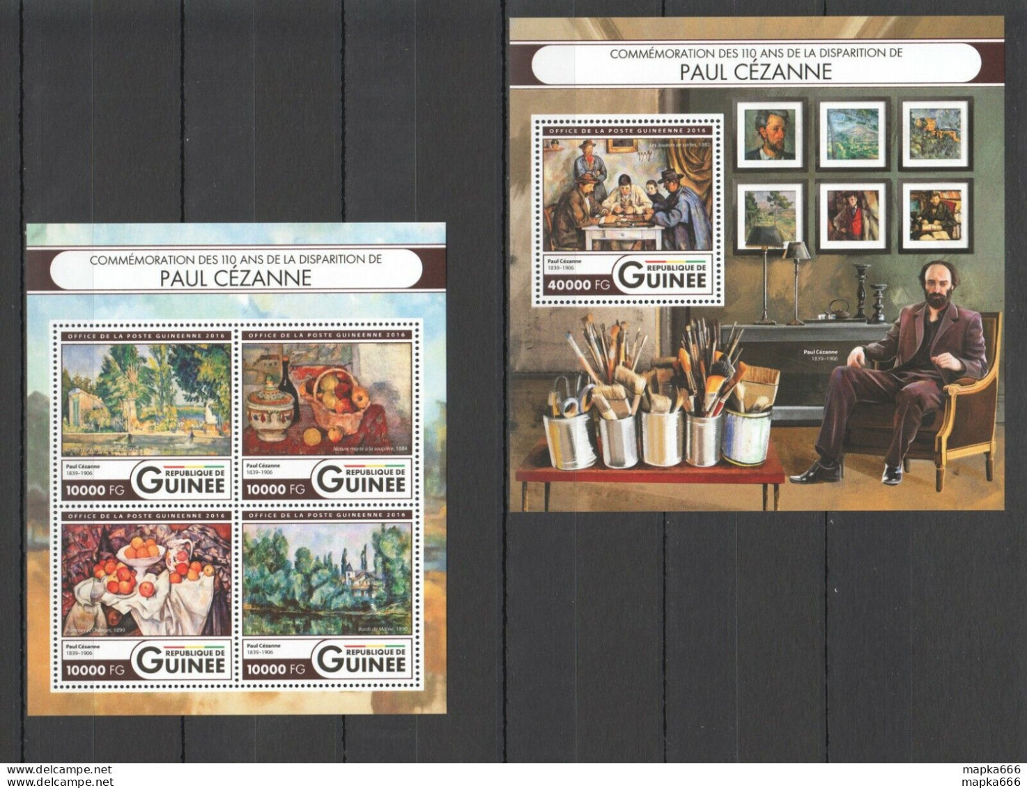 St020 2016 Guinea Art Great Painters Commemoration Paul Cezanne 1Kb+1Bl Mnh - Otros & Sin Clasificación