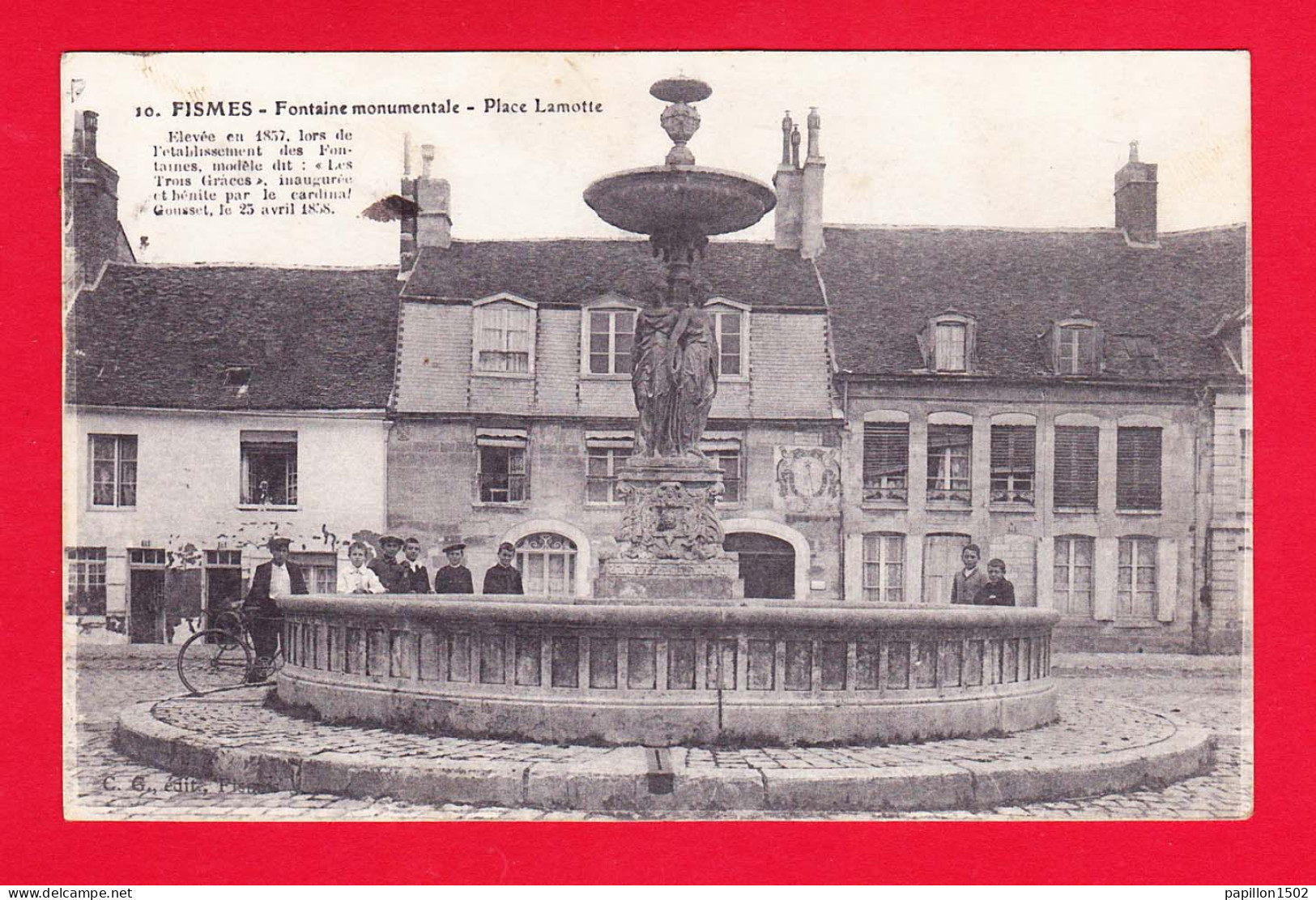 F-51-Fismes-01P13 La Fontaine Monumentale, Place Lamotte, Animation, Cpa BE - Fismes