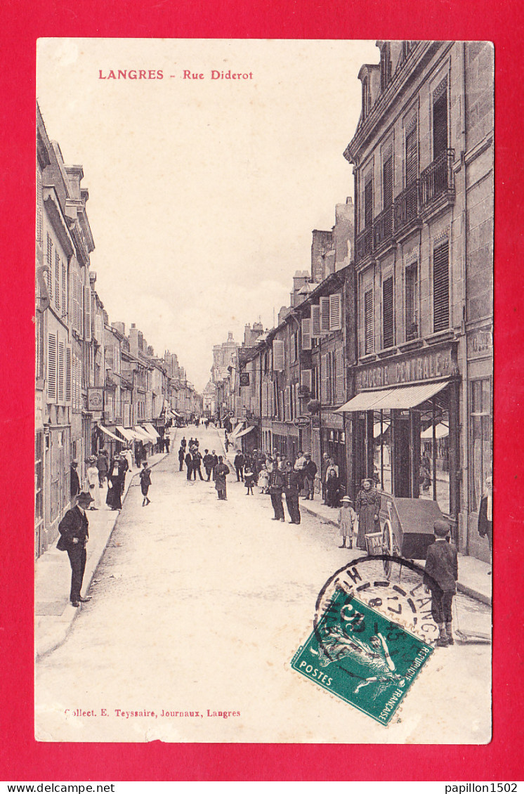 F-52-Langres-26A44  La Rue Diderot, épicerie Centrale, Animation, Cpa  - Langres