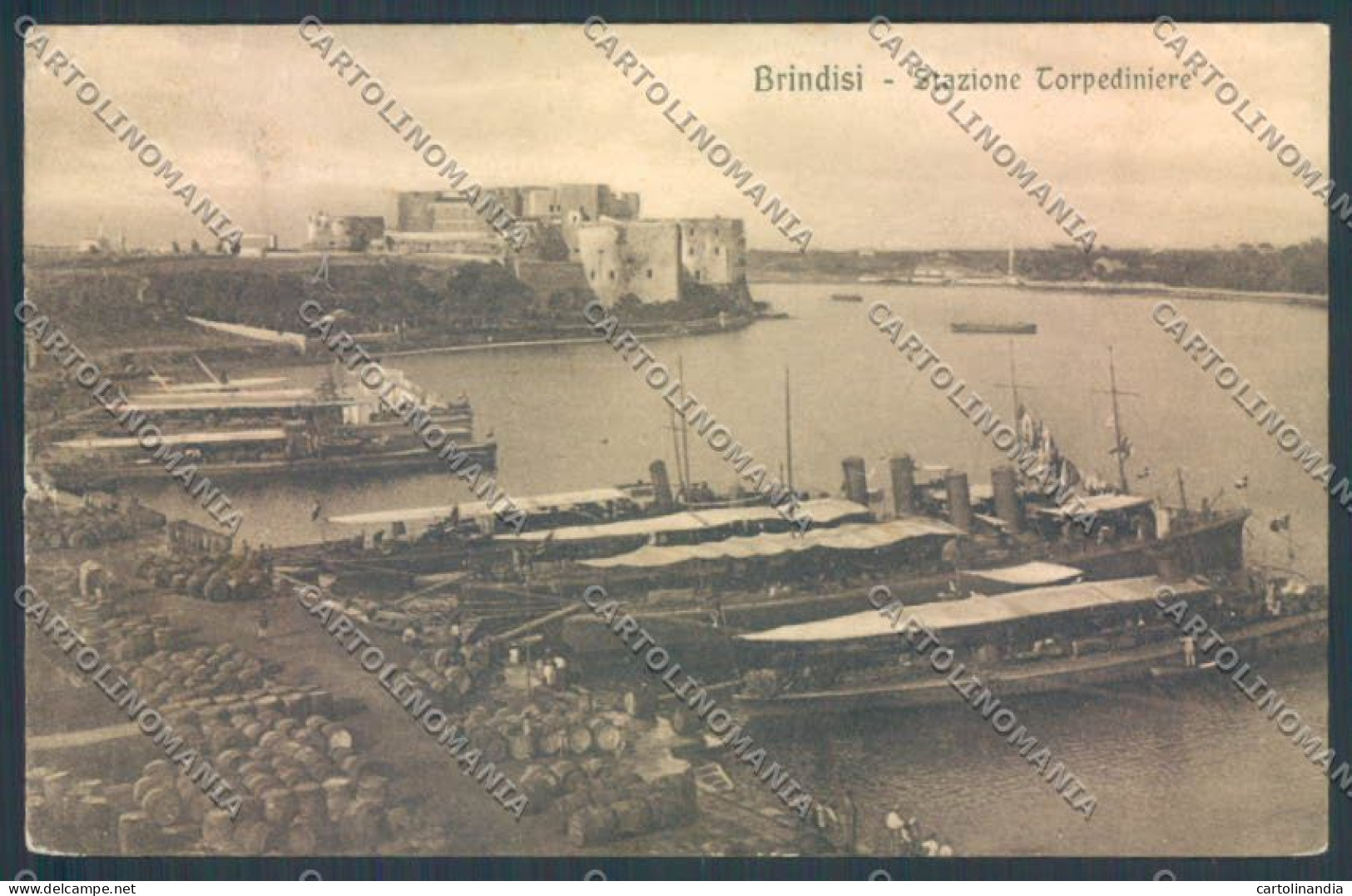 Brindisi Città Stazione Torpediniere STRAPPINO PIEGHINE Cartolina ZB6856 - Brindisi