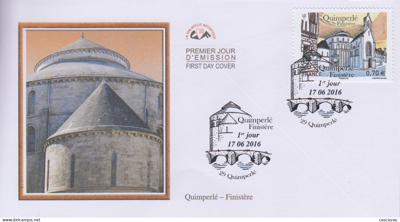 Enveloppe  FDC   1er  Jour    FRANCE    Quimperlé     Finistére    2016 - 2010-2019