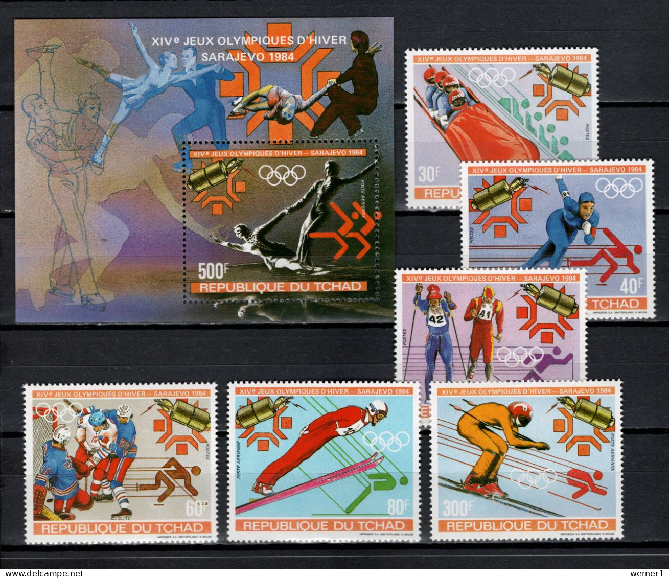 Chad - Tchad 1983 Olympic Games Sarajevo, Space Set Of 6 + S/s MNH - Inverno1984: Sarajevo