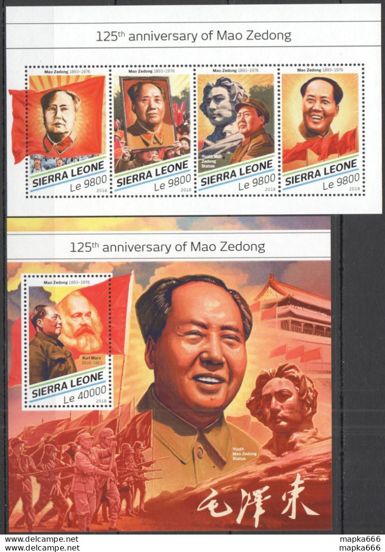 Hm1499 2018 Sierra Leone Mao Zedong Karl Marx #9894-7+Bl1487 Mnh - Other & Unclassified