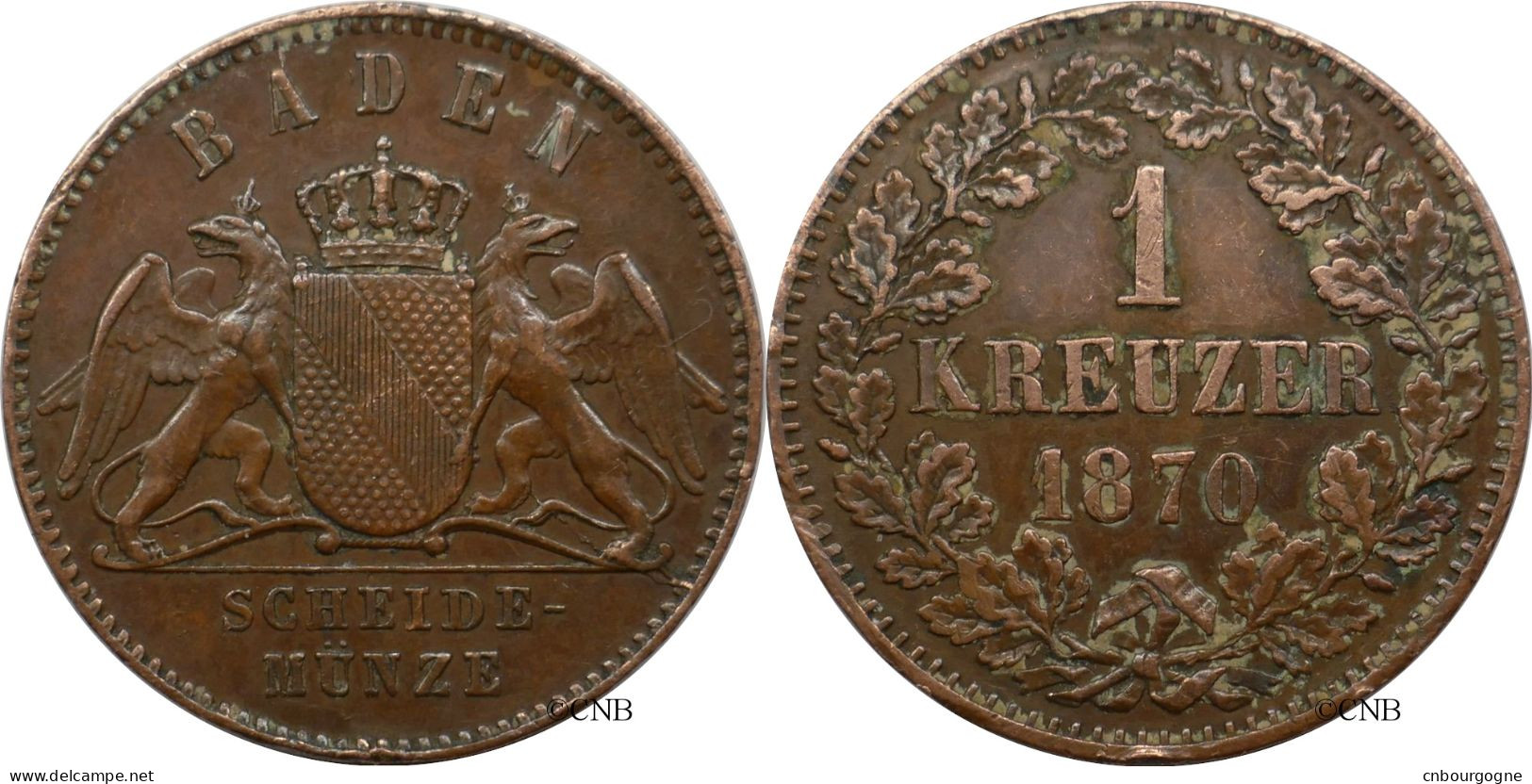 Allemagne - Bade / Baden - Friedrich I. - 1 Kreuzer 1870 Coin Avers Fendillé - TTB/XF45 ! - Mon6460 - Monedas Pequeñas & Otras Subdivisiones