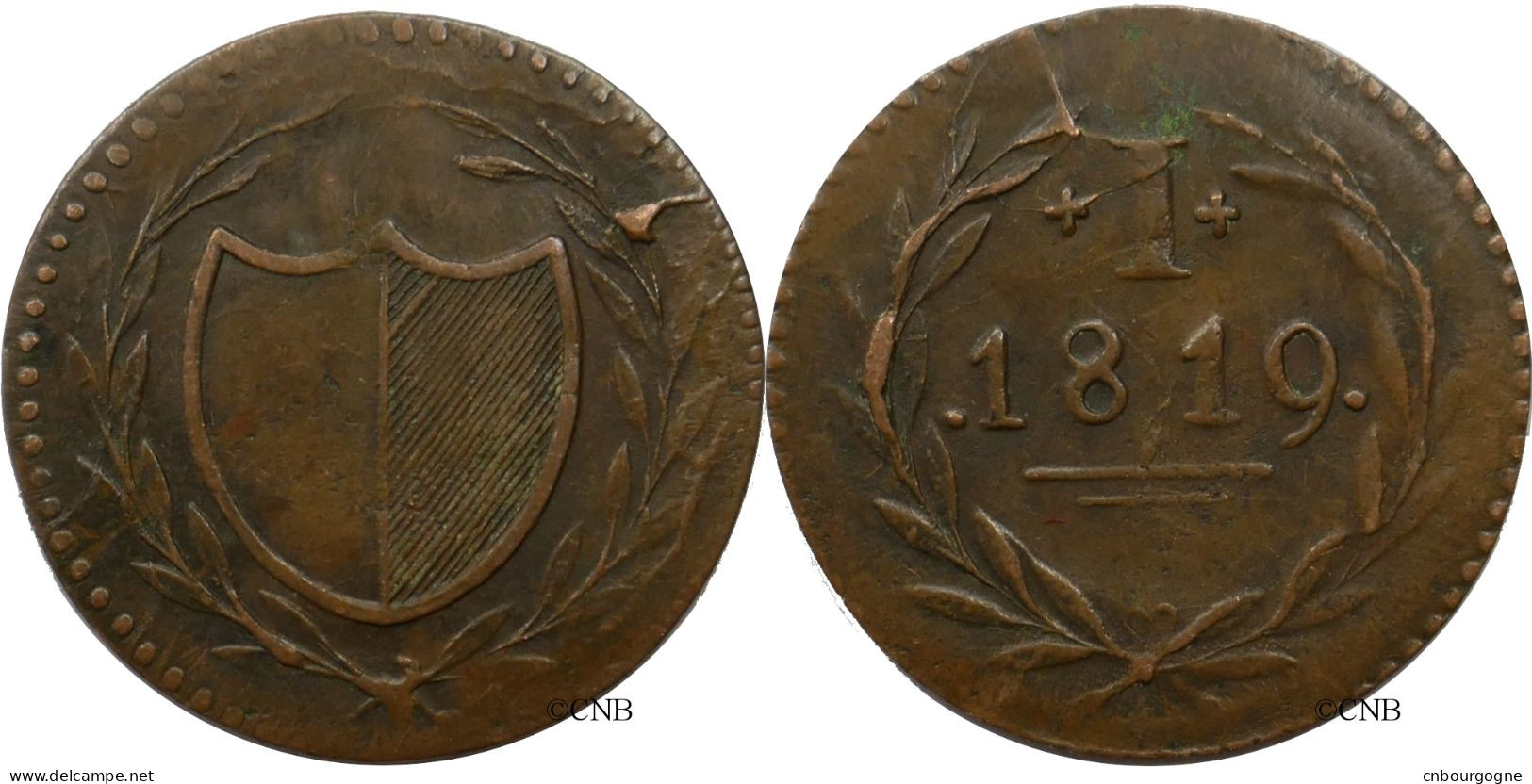 Allemagne - Francfort-sur-le-Main / Frankfurt Am Main - 1 Pfennig 1819 - TTB - Mon5738 - Groschen & Andere Kleinmünzen