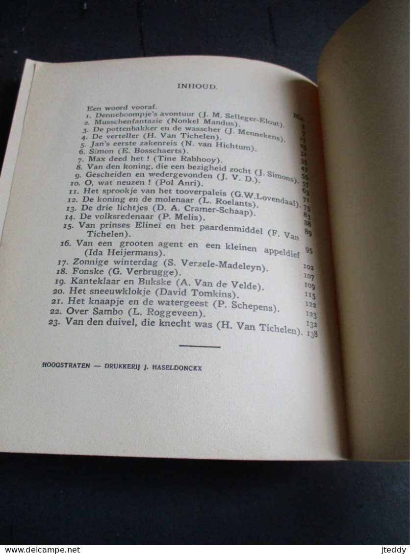 OUD boek  Gesigneerd   1939  VERTELLEN  MAAR !  verzameld door  HENDRIK  VAN  TICHELEN  houtsneden  Victor  STUYAERT