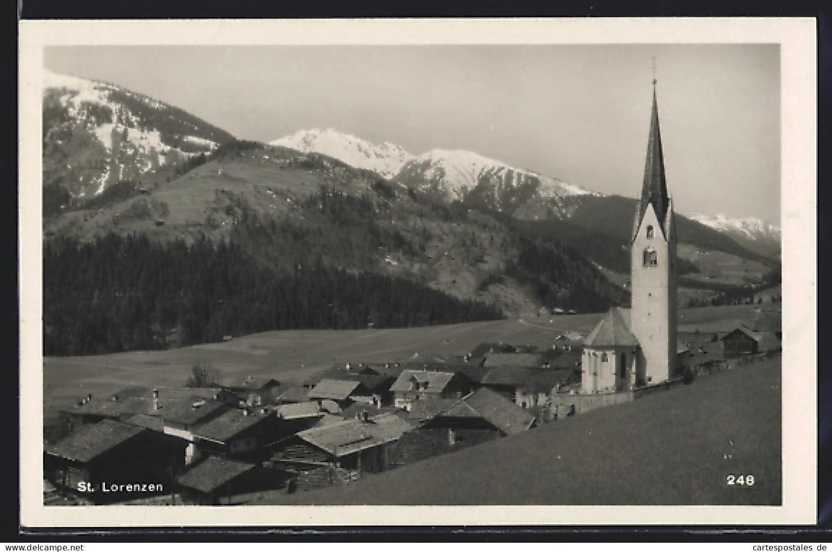 AK St. Lorenzen, Ortsansicht Vor Bergpanorama  - Sonstige & Ohne Zuordnung