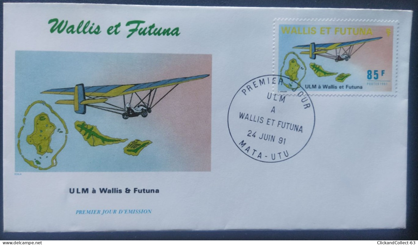 Enveloppe Premier Jour Wallis & Futuna 1991 Timbre Aviation Ulm N° 410 - FDC