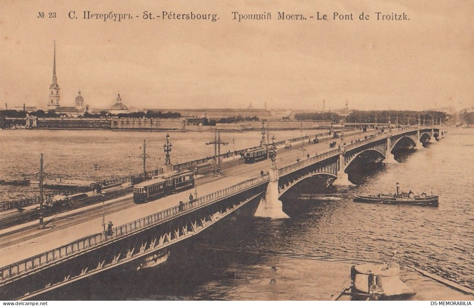 St Petersbourg - Troitzky Bridge W Tram - Russia