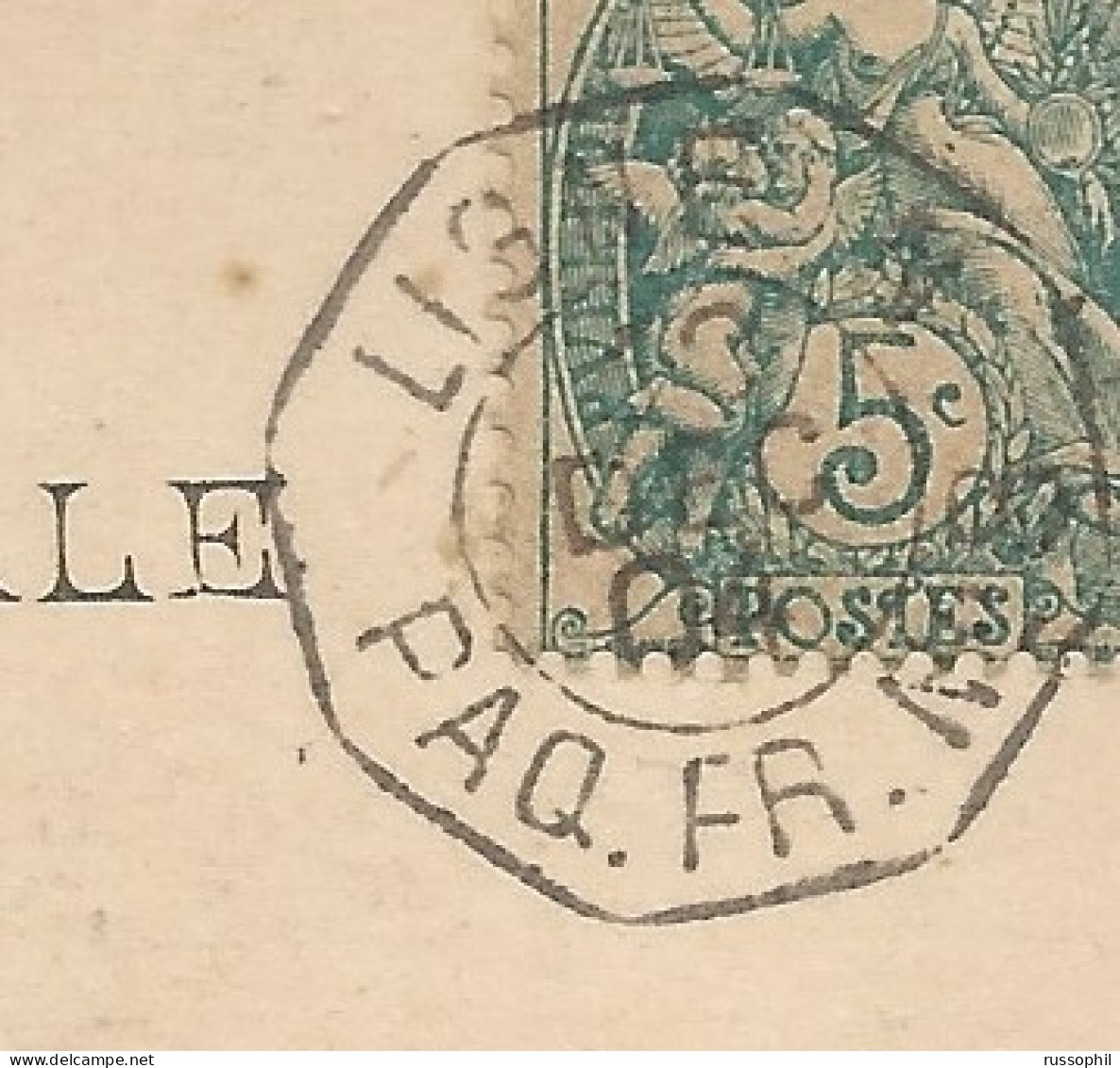 FRANCE -  SEA POST - "LIGNE N" DEPARTURE PMK ON FRANKED PC (VIEW OF CEYLON / COLOMBO) TO FRANCE -1904 - Correo Marítimo