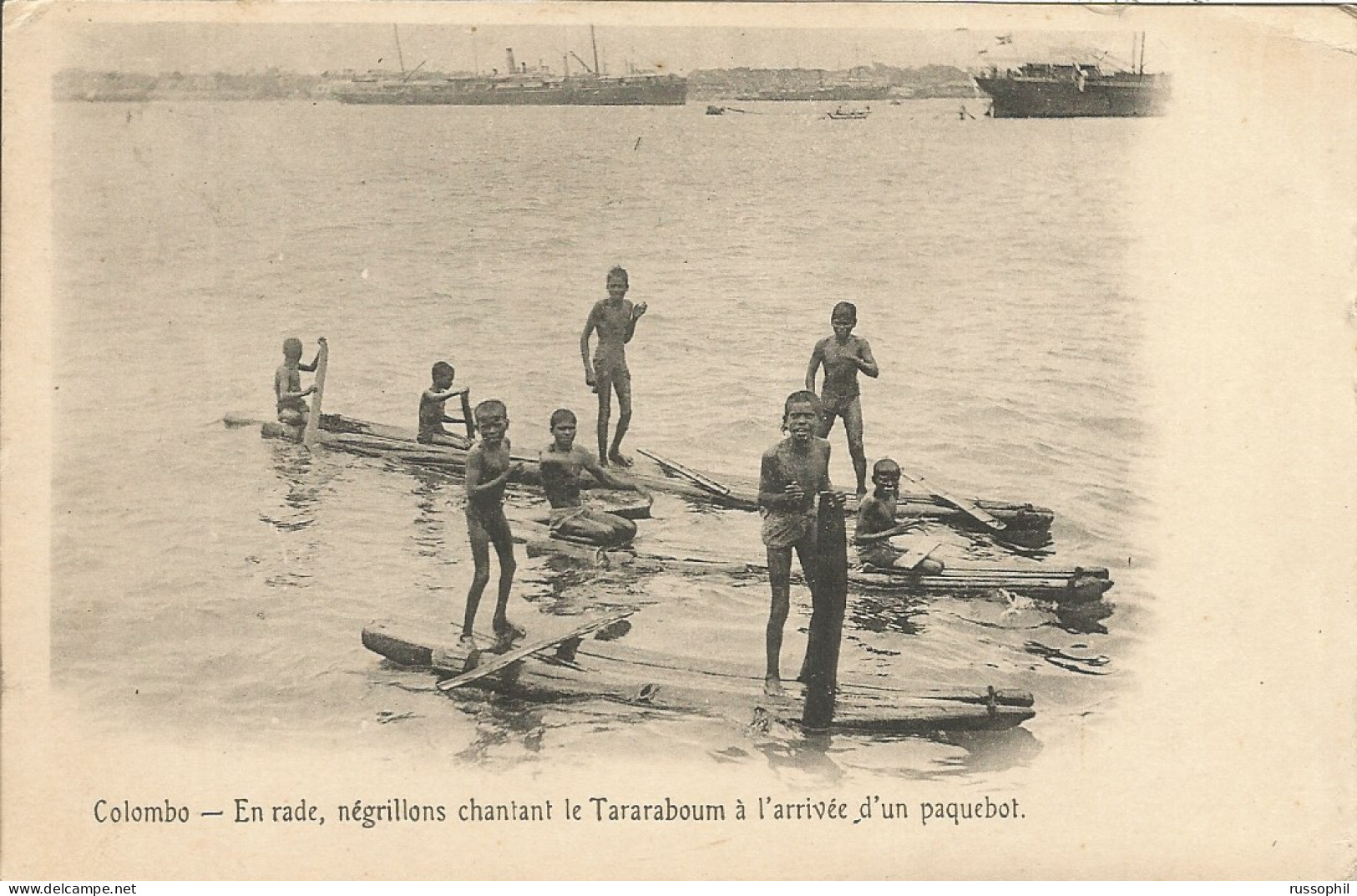 FRANCE -  SEA POST - "LIGNE N" DEPARTURE PMK ON FRANKED PC (VIEW OF CEYLON / COLOMBO) TO FRANCE -1904 - Posta Marittima