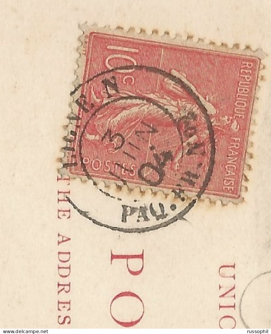 FRANCE -  SEA POST -  "LIGNE N " DEPARTURE CDS ON FRANKED PC (VIEW OF CEYLON) TO FRANCE - 1904 - Schiffspost