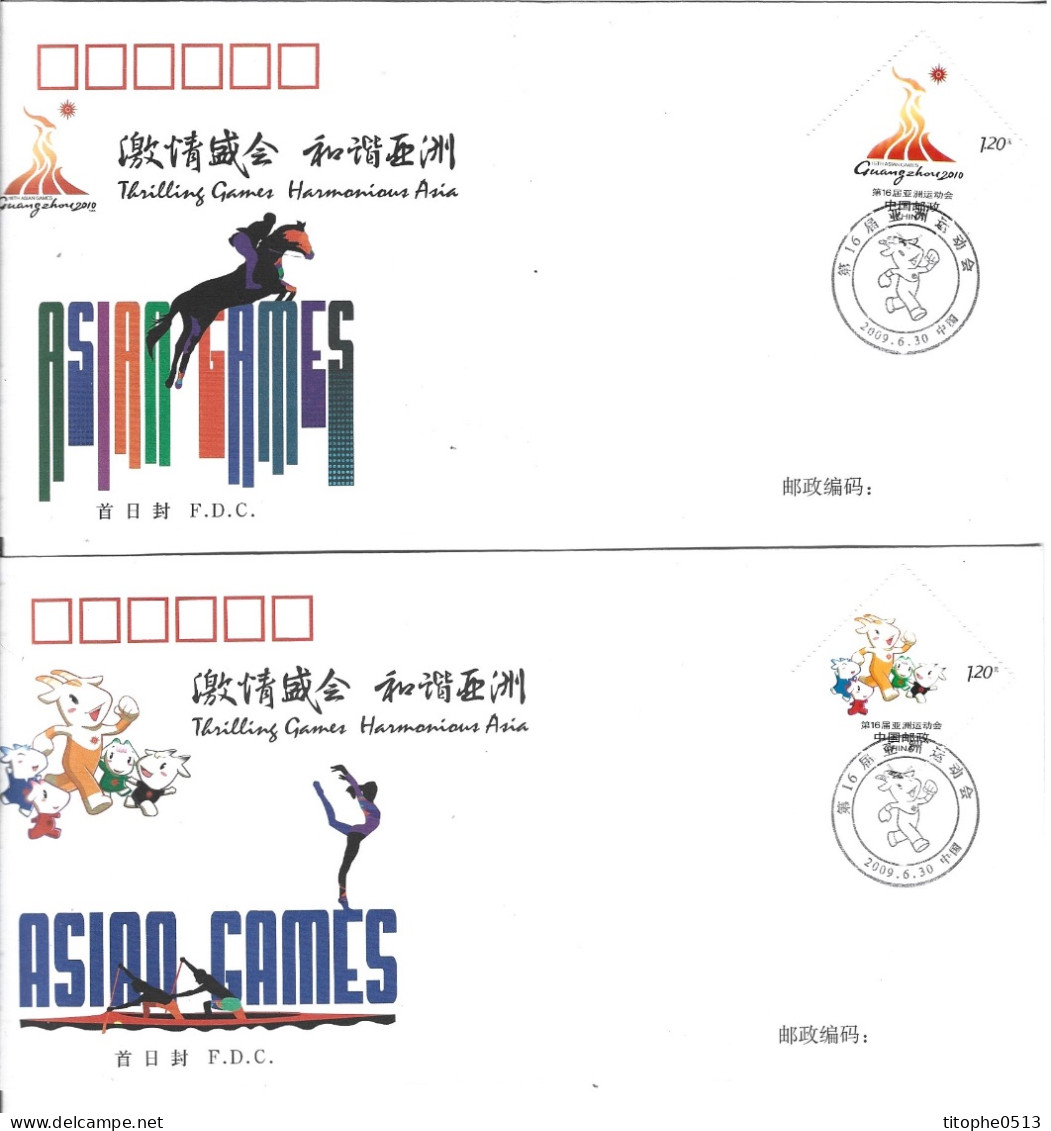 CHINE. N°4637-8 De 2009 Sur 2 Enveloppes 1er Jour. Jeux Sportifs Asiatiques. - Otros & Sin Clasificación