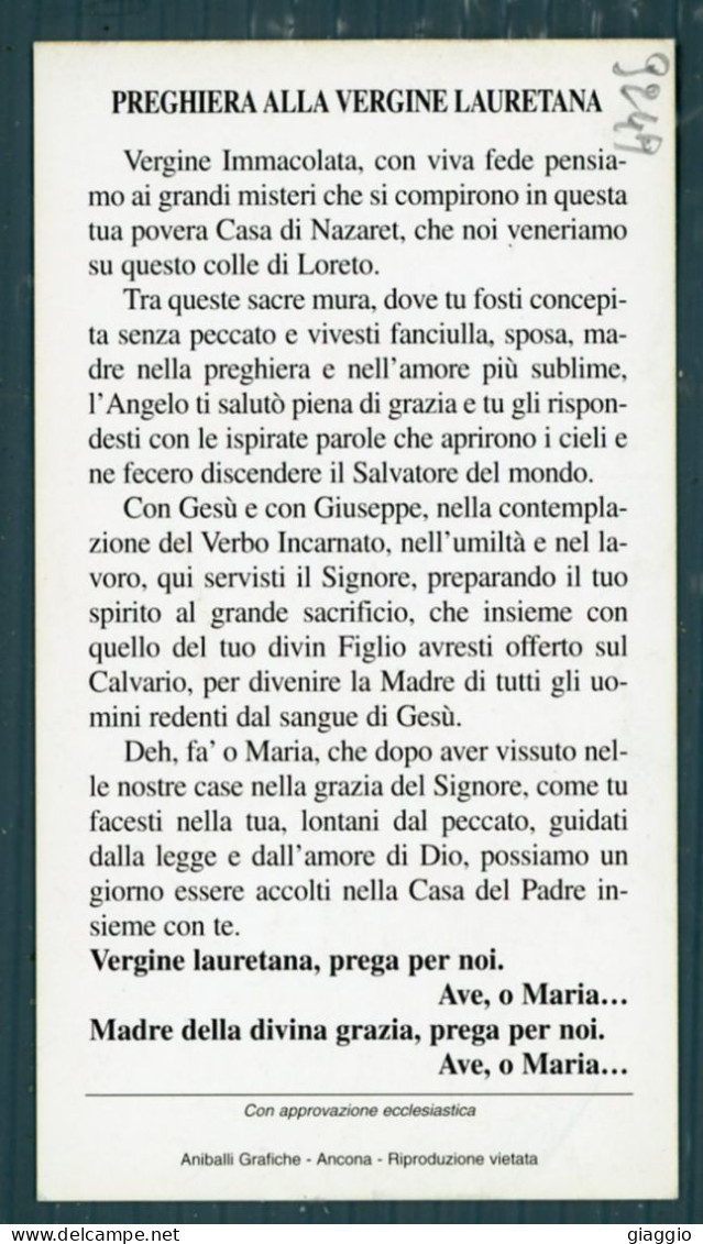 °°° Santino N. 9249 - Vergine Lauretana - Cartoncino °°° - Religion &  Esoterik