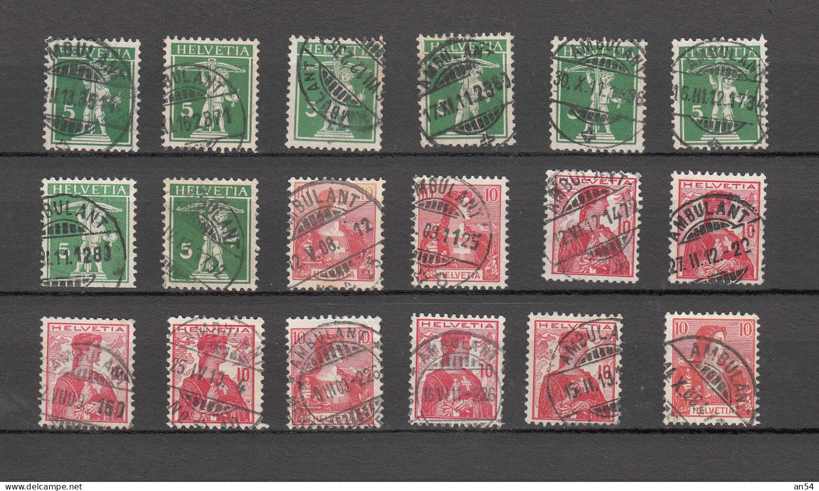 1909/10  N° LOT    OBLITERES    AMBULANT   CATALOGUE SBK - Used Stamps