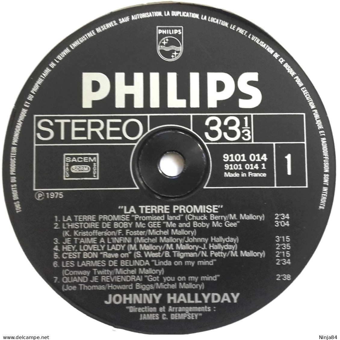 LP 33 CM (12")  Johnny Hallyday  "  La Terre Promise  " - Sonstige - Franz. Chansons