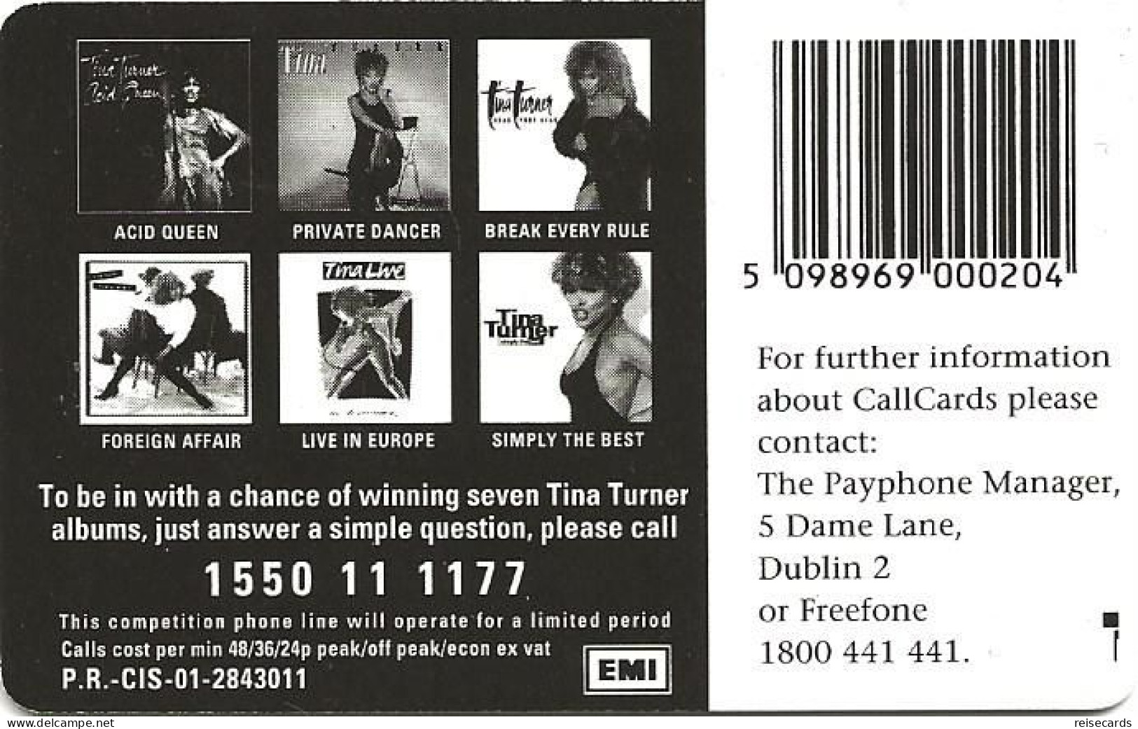 Ireland: Telecom Eireann - 1993 EMI Tina Turner - Ireland