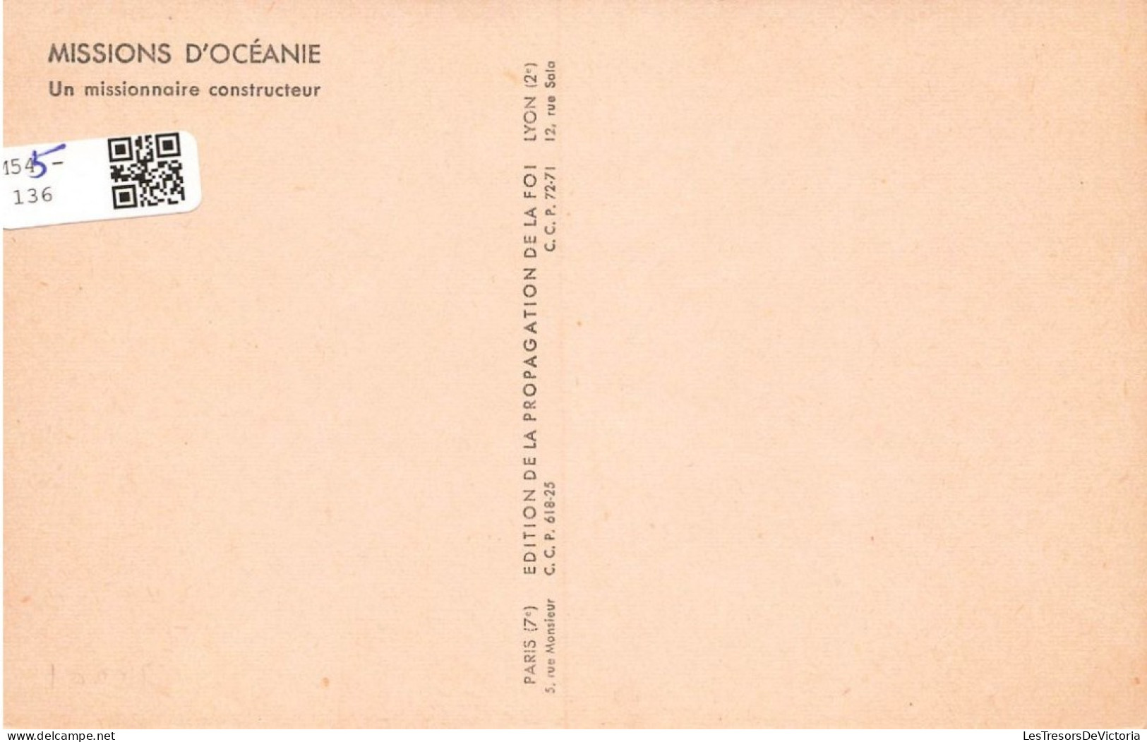 NOUVELLE CALEDONIE - Un Missionnaire Constructeur - Missions D'Océanie - Animé - Carte Postale Ancienne - New Caledonia