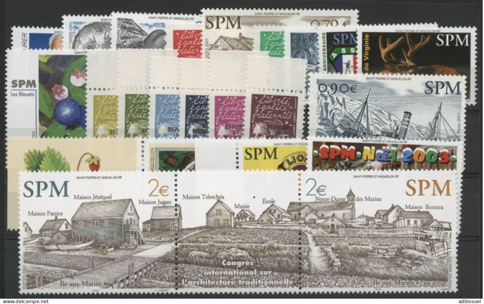 S.P.M. Année Complète 2003 COTE 81.8 € N° 788 à 809 + PA 83. ** (MNH) - Années Complètes