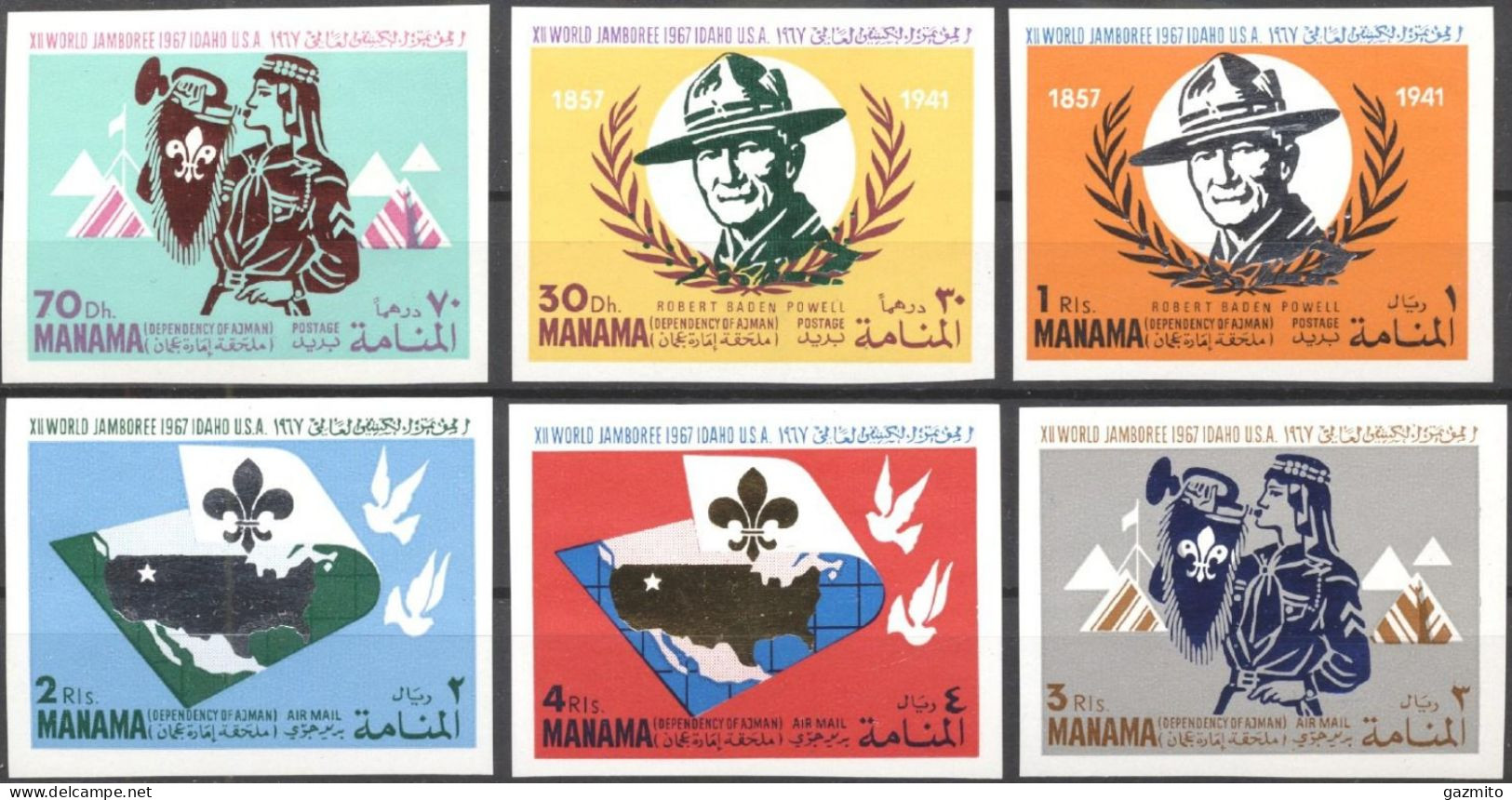 Manama 1967, Scout, 6val IMPERFORATED - Manama