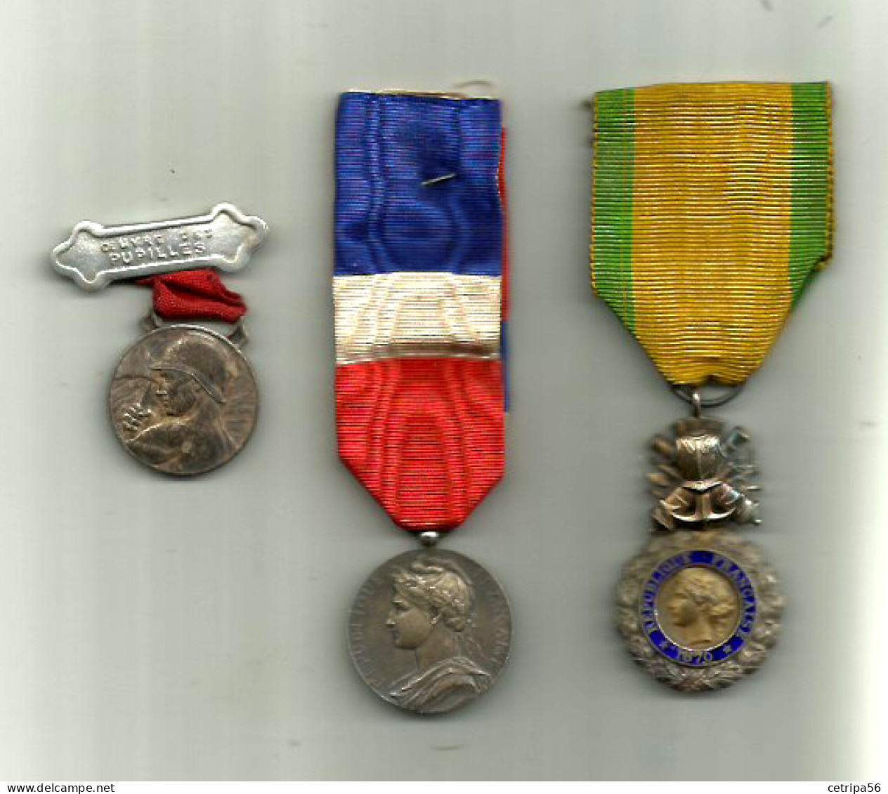 LOT DE 3 MEDAILLES VALEUR DICIPLINE 1870, TRAVAIL ARGENT 1933 , OEUVRE DES PUPILLES  POMPIERS ARGENT 1928 - Frankrijk