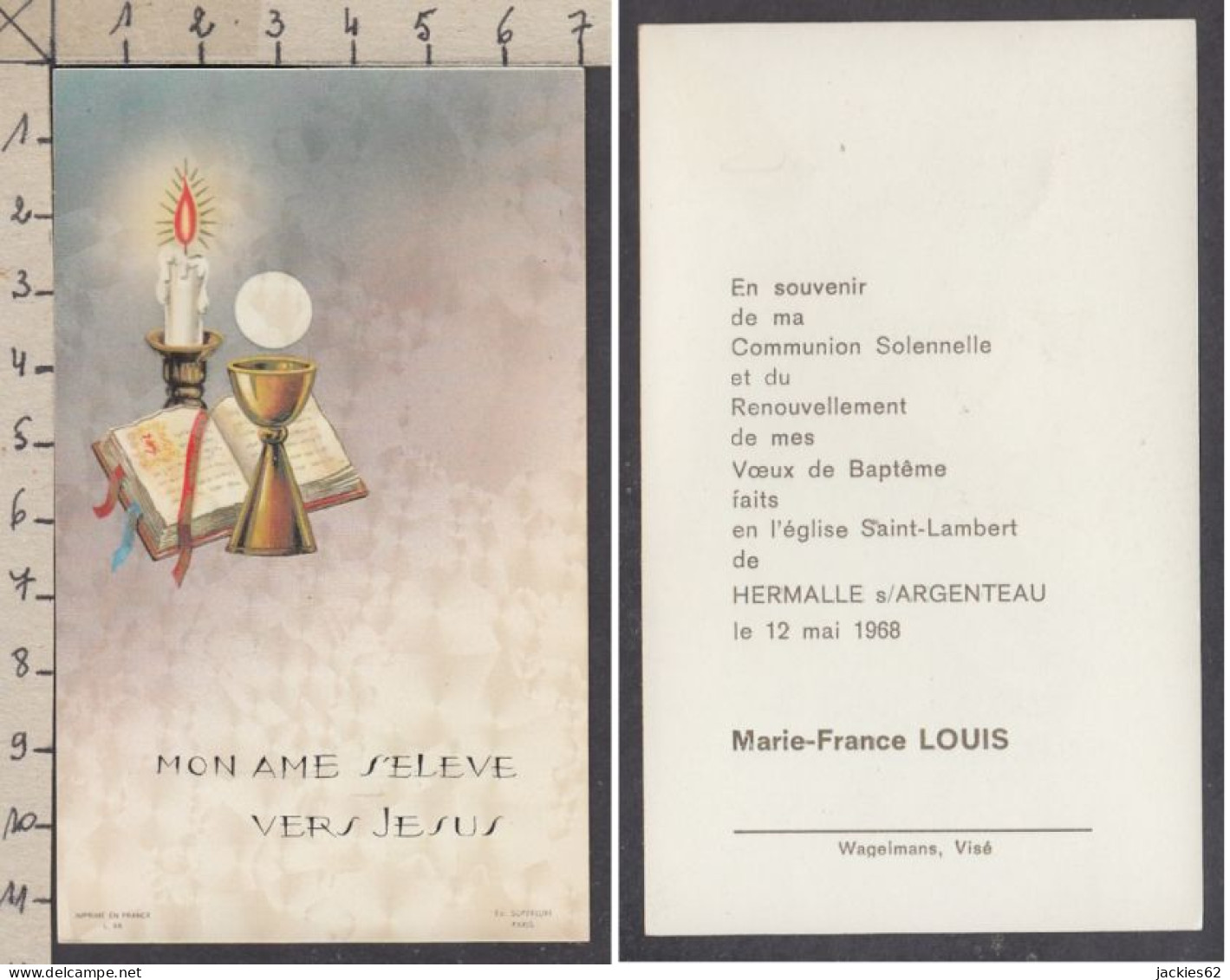 129934/ Communion, Marie-France LOUIS, Hermalle-sous-Argenteau, 1968 - Kommunion Und Konfirmazion