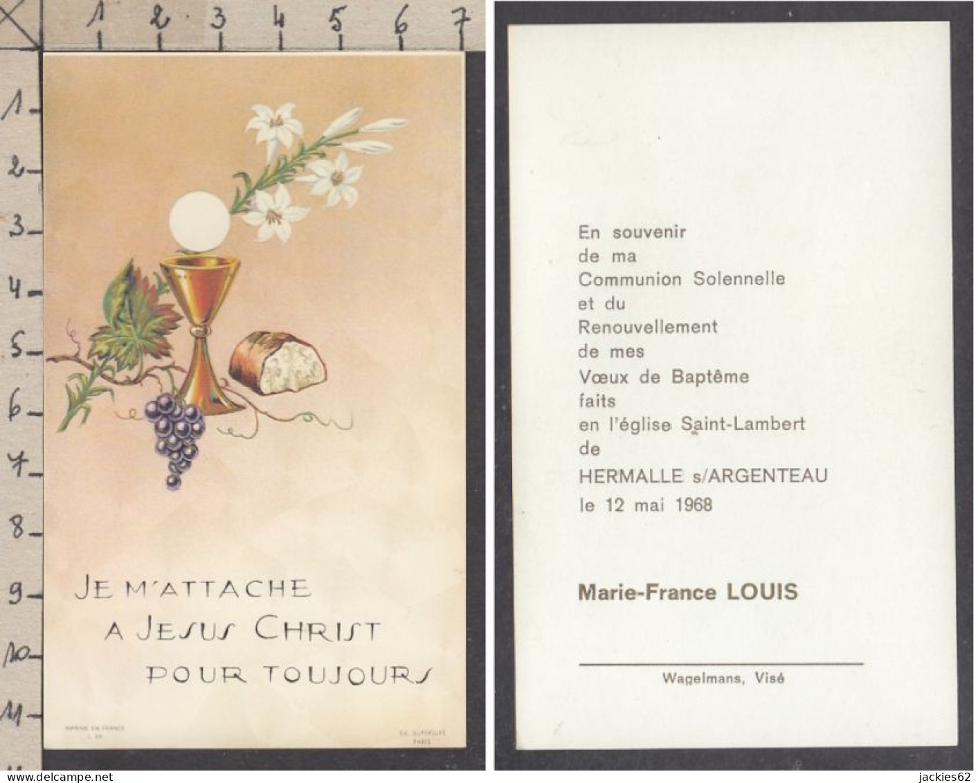 129935/ Communion, Marie-France LOUIS, Hermalle-sous-Argenteau, 1968 - Kommunion Und Konfirmazion