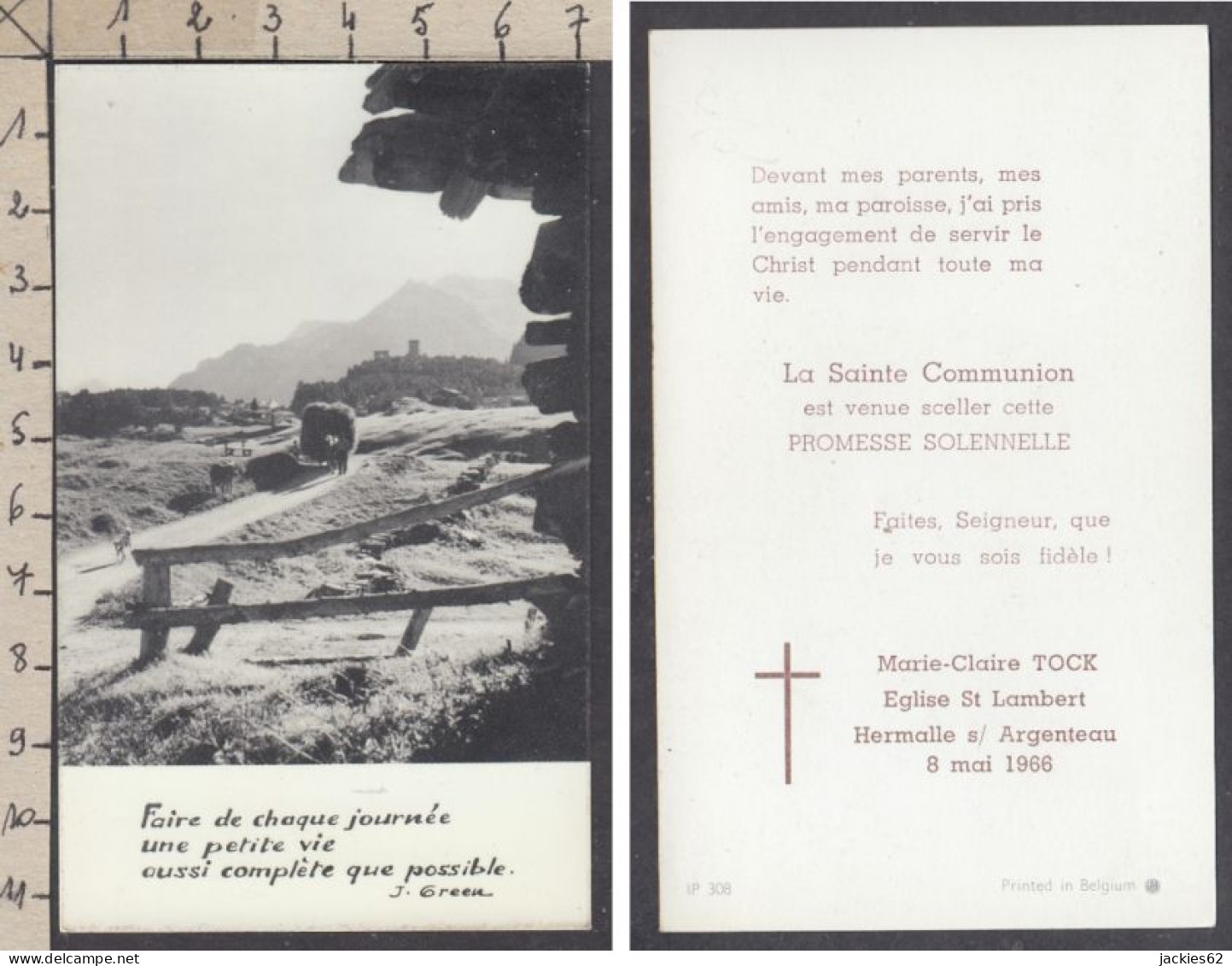 129940/ Communion, Marie-Claire TOCK, Hermalle-sous-Argenteau, 1966 - Kommunion Und Konfirmazion