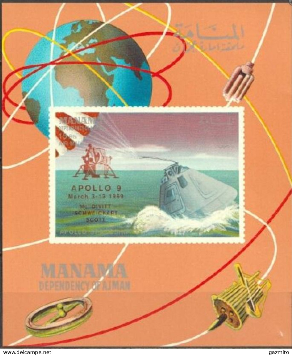 Manama 1969, Space, Overpr. Apollo 9, Block IMPERFORATED - Manama