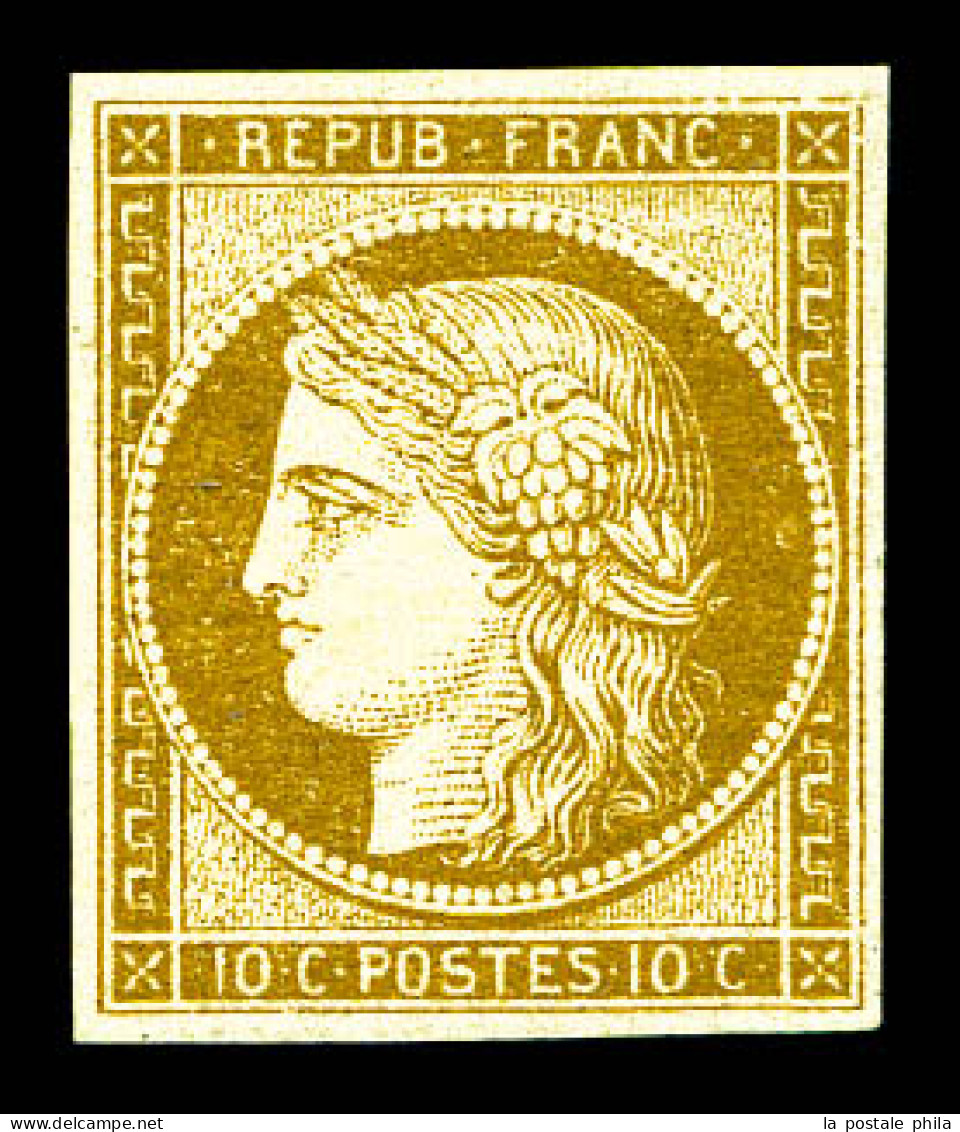 ** N°1, 10c Bistre-jaune, Fraîcheur Postale. SUPERBE. R. (certificats)  Qualité: ** - 1849-1850 Ceres