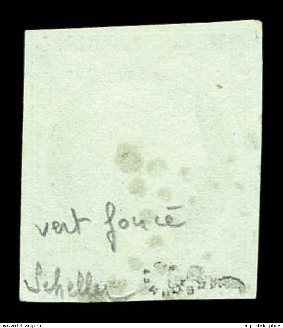 O N°2b, 15c Vert-foncé Obl étoile De Paris, Très Jolie Pièce. SUP (signé Scheller/Brun/certificats)  Qualité: Oblitéré   - 1849-1850 Cérès