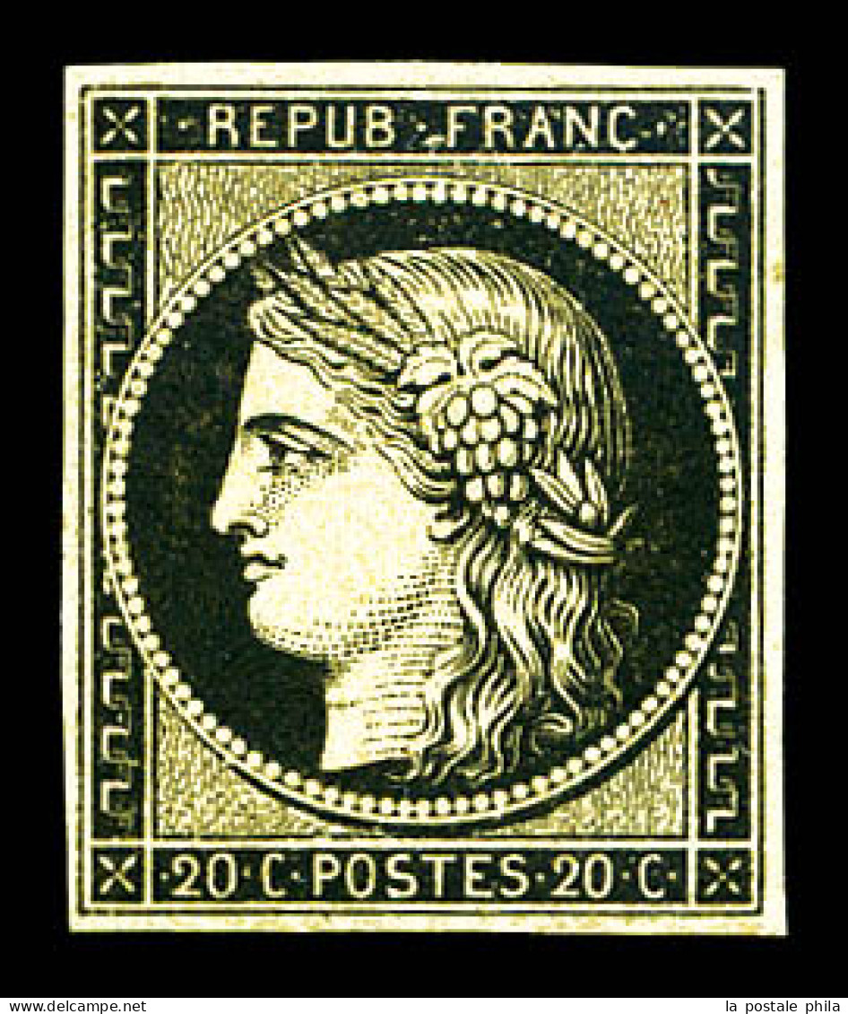 ** N°3, 20c Noir Sur Jaune, Fraîcheur Postale, SUP (signé Calves/certificat)  Qualité: ** - 1849-1850 Cérès