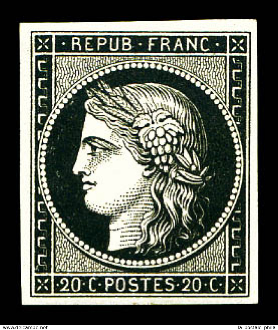 ** N°3, 20c Noir Sur Jaune, Impression Recto-verso, Fraîcheur Postale, SUP (certificat)  Qualité: ** - 1849-1850 Ceres