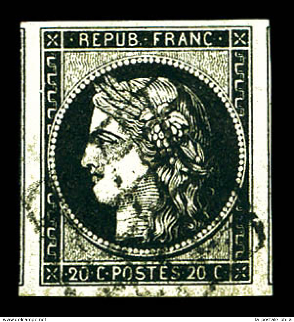 O N°3a, 20c Noir Sur Blanc, Belles Marges Avec Voisins, SUP (signé Brun)  Qualité: Oblitéré - 1849-1850 Ceres