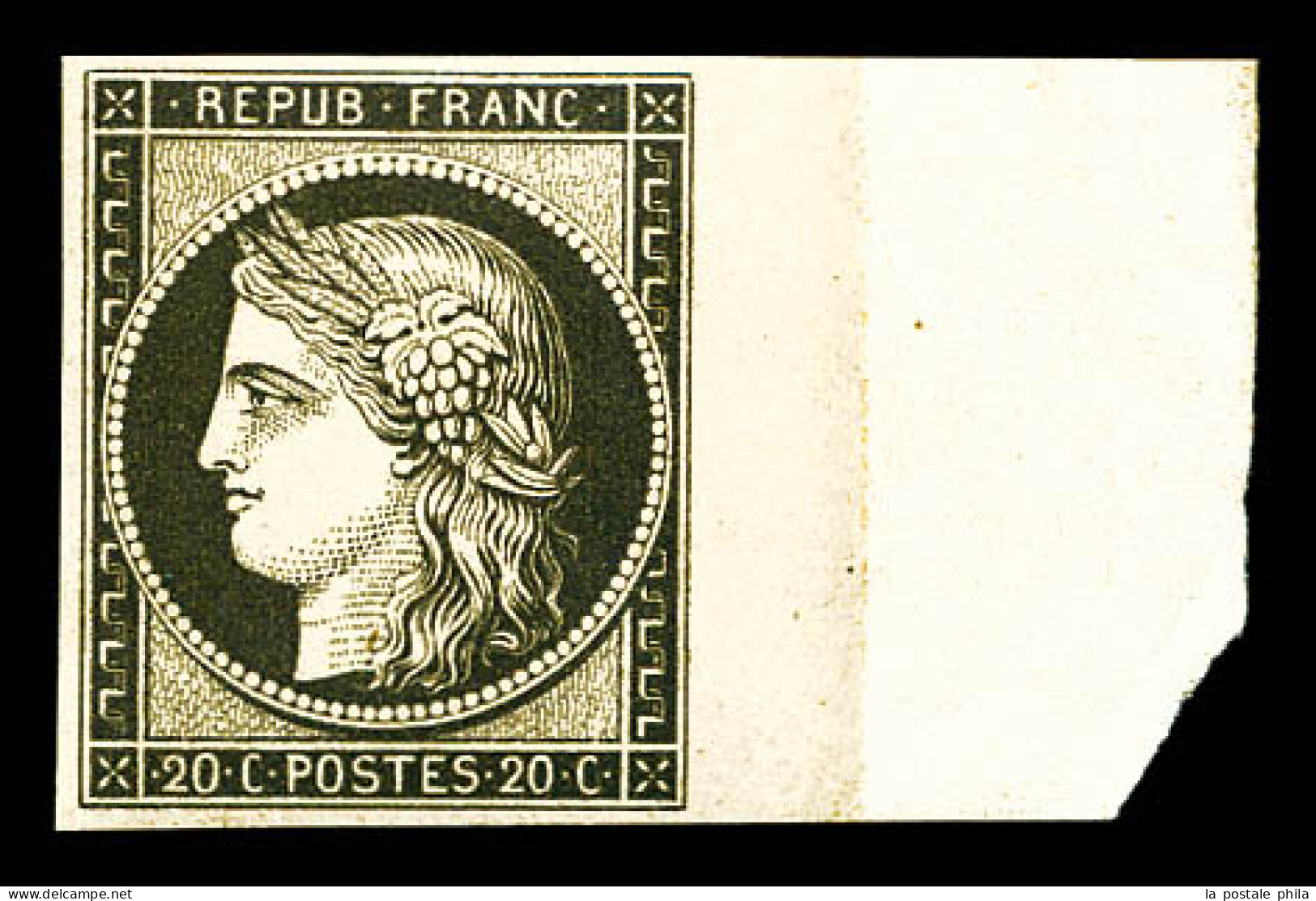 ** N°3f, 20c Noir Sur Jaune Impression De 1862, Bord De Feuille, Fraîcheur Postale, SUP (certificat)  Qualité: ** - 1849-1850 Ceres