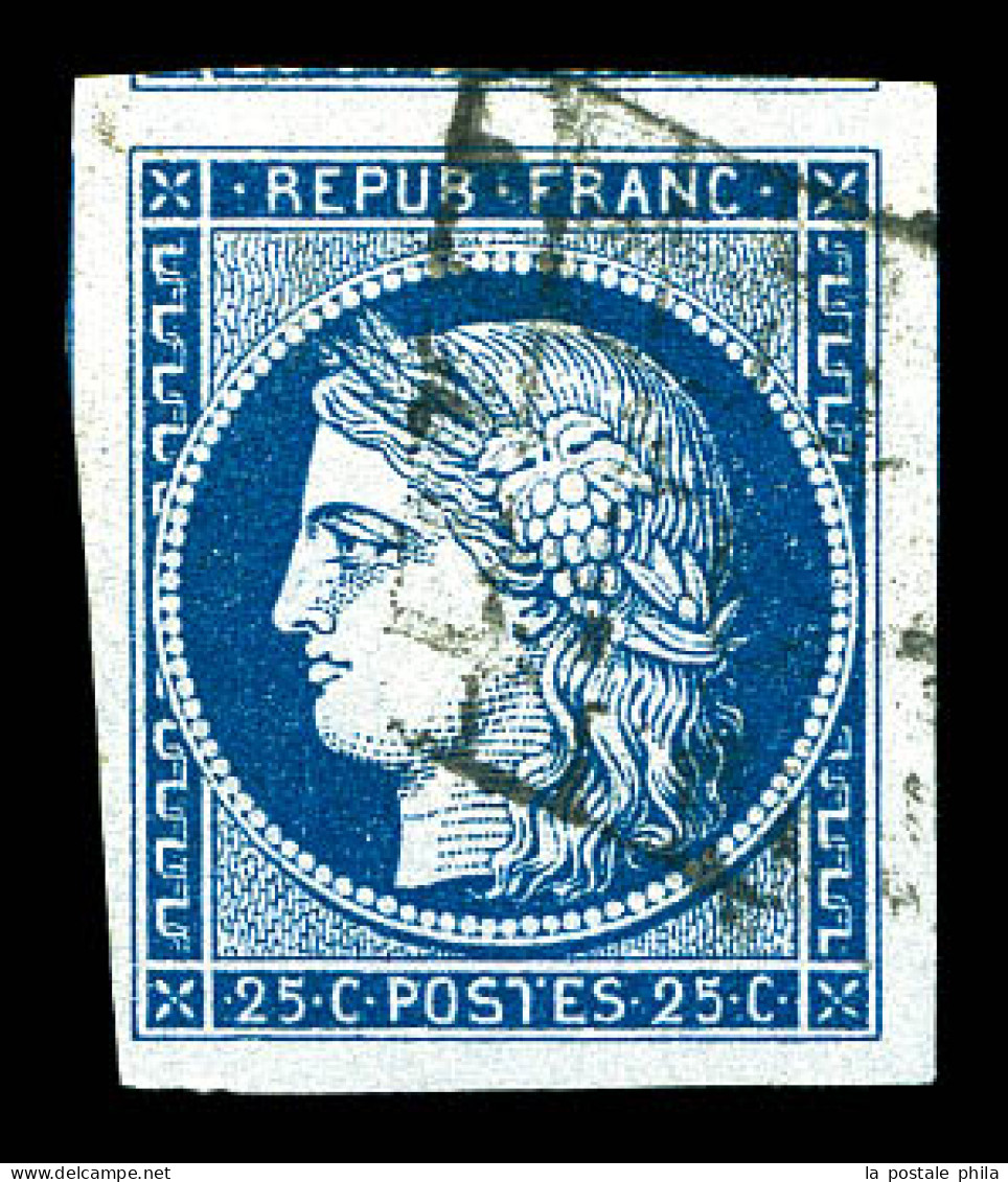 O N°4, 25c Bleu, Belles Marges Avec Voisins. TTB (signé Brun)  Qualité: Oblitéré - 1849-1850 Ceres