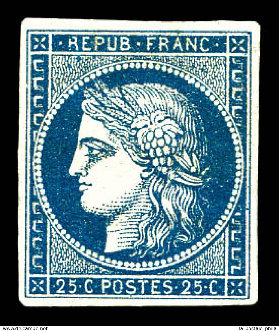 * N°4a, 25c Bleu Foncé, Grande Fraîcheur. SUPERBE. R.R. (signé Calves/certificats)  Qualité: *  Cote: 9250 Euros - 1849-1850 Cérès
