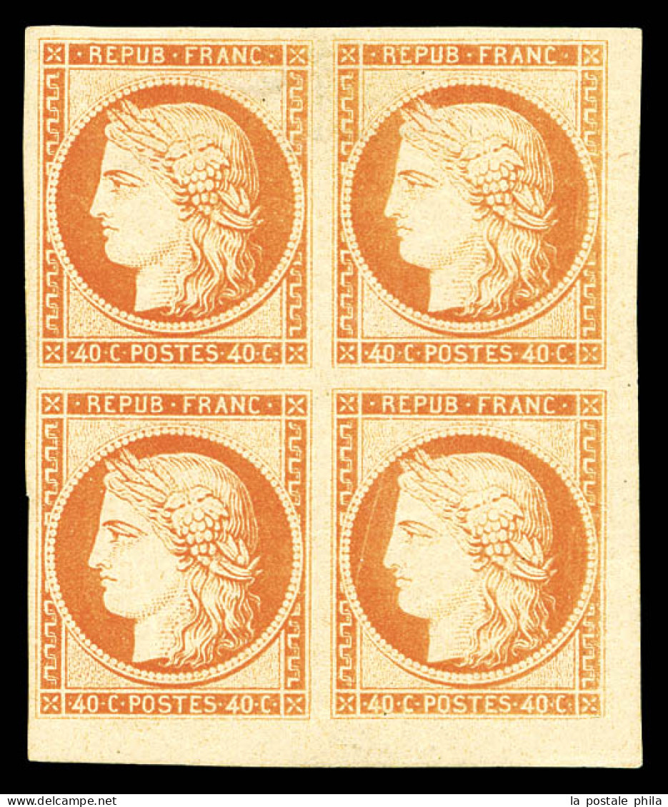 * N°5g, 40c Orange, Impression De 1862 En Bloc De Quatre Cdf, 1 Exemplaire **, Très Frais. TTB (signé/Certificat)  Quali - 1849-1850 Ceres