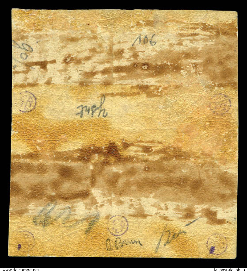 ** N°5A, 40c Orange Foncé En Bloc De Quatre Bord De Feuille Latéral, Magnifique. SUP. R.R. (signé Brun/certificat)  Qual - 1849-1850 Cérès